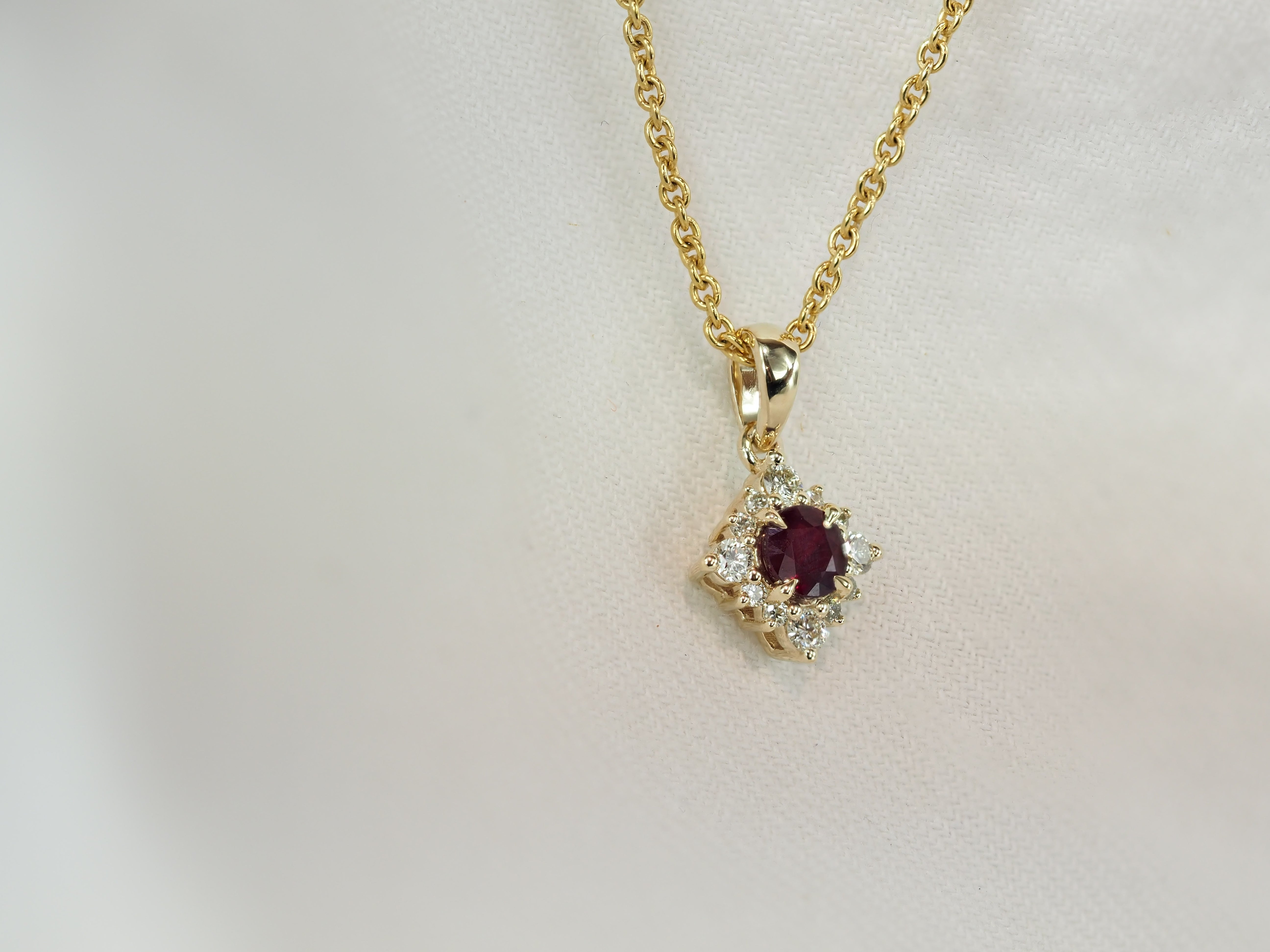 9ct Yellow Gold Ruby and Diamond Pendant