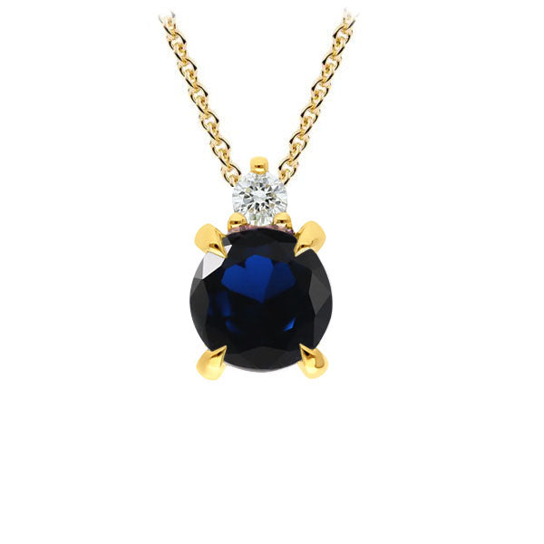 9ct Yellow Gold Sapphire and Diamond pendant, 0.69ct centre