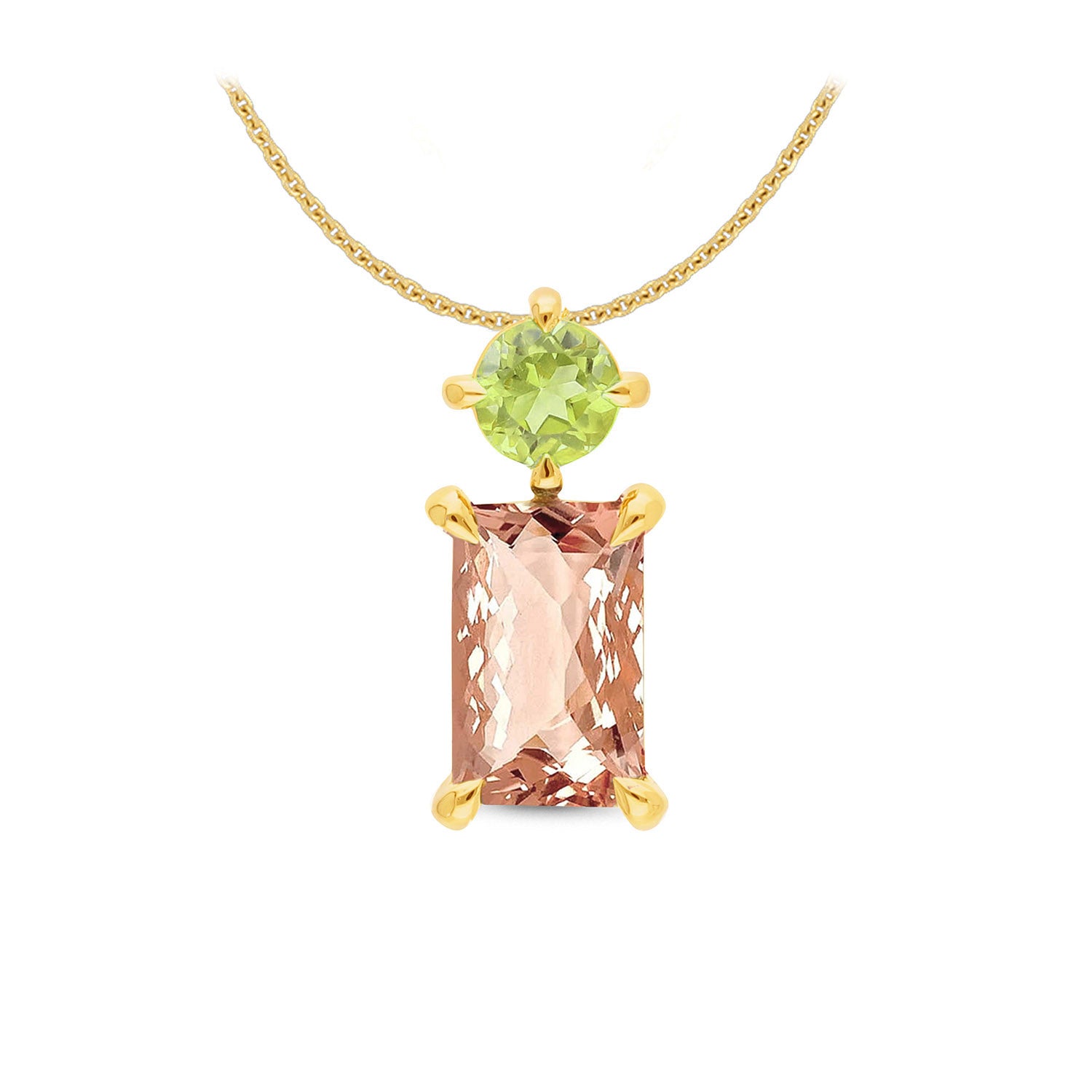 9ct Yellow Gold Morganite and Peridot pendant
