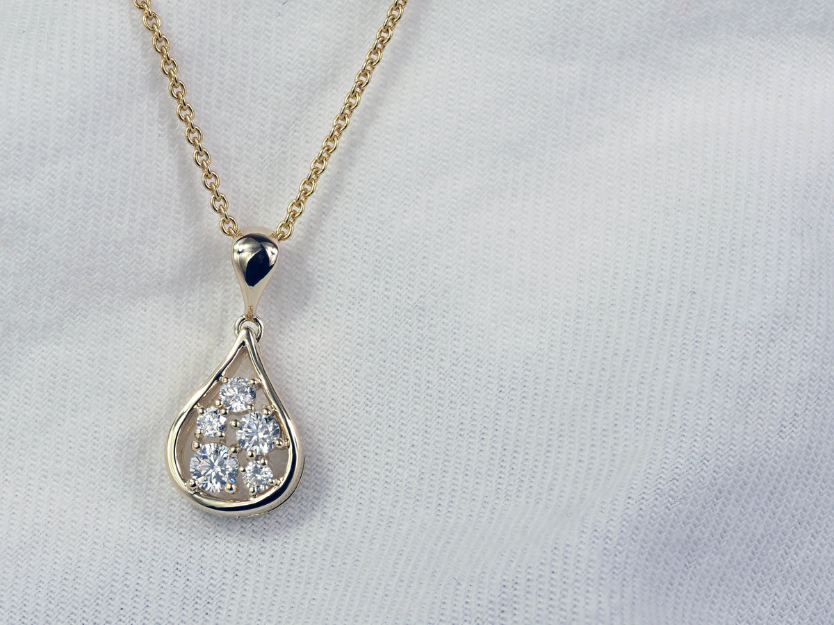 9ct Yellow Gold Lab-Grown Diamond Pendant, 0.38ct Total