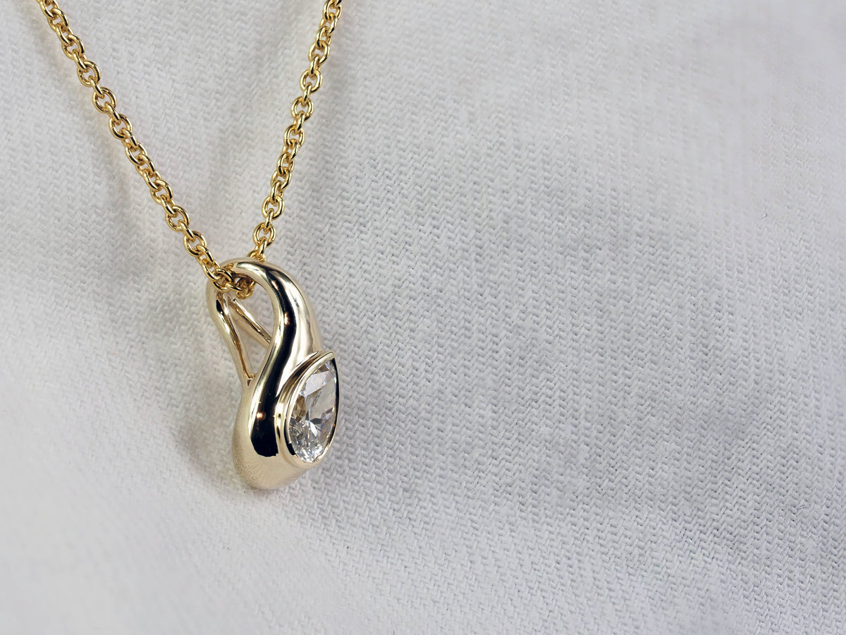 9ct Yellow Gold Pear Cut Lab-Grown Diamond Pendant, 0.50ct