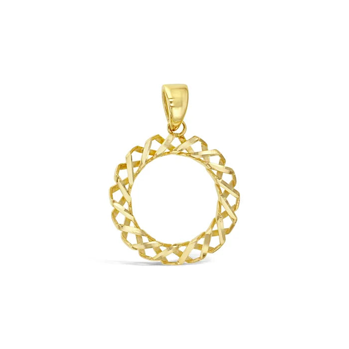 9ct Yellow Gold twist circle pendant