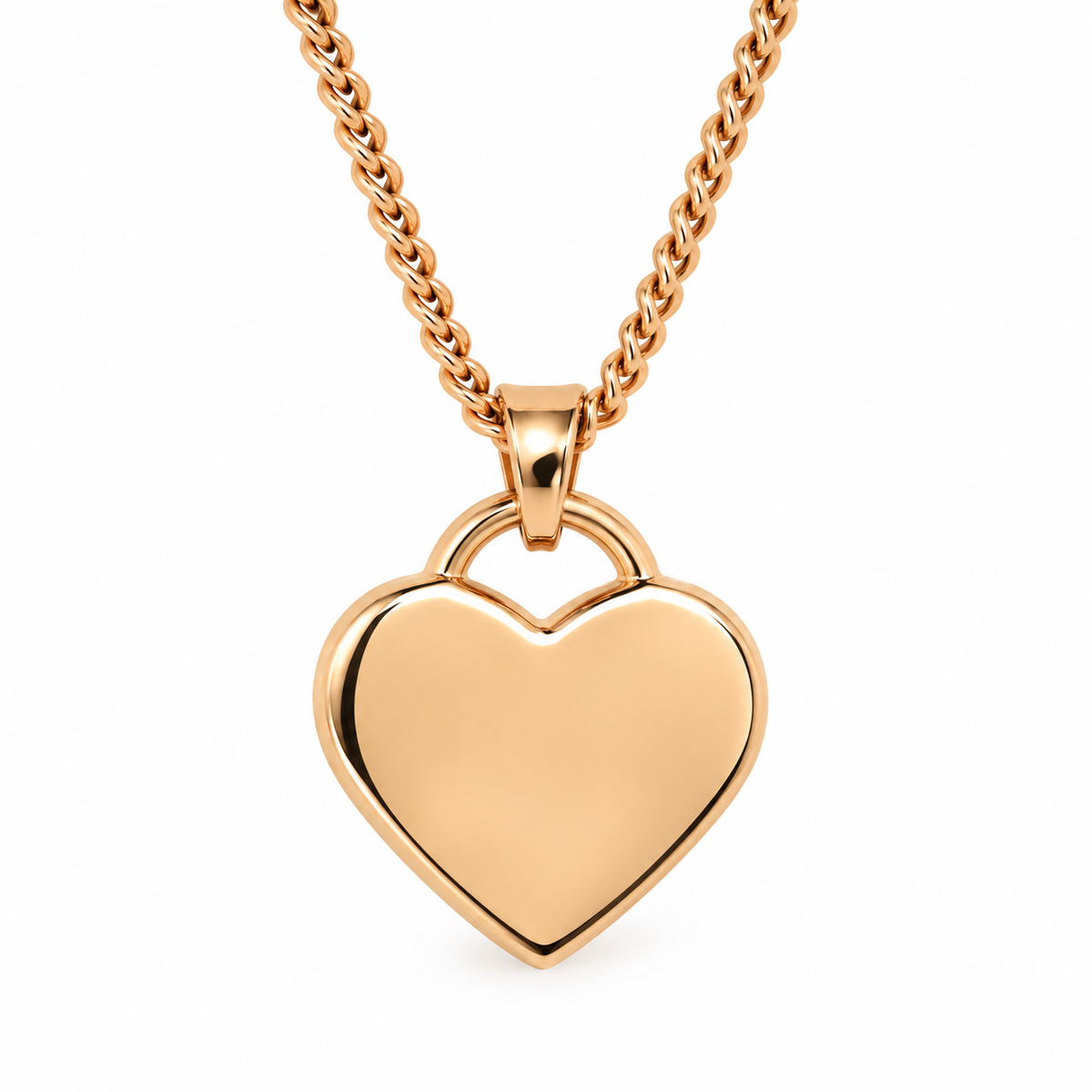 9ct Rose Gold Flat Heart Pendant