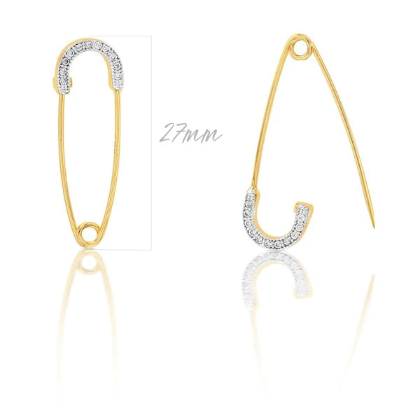 9ct yellow Gold Baby safety pin with CZs