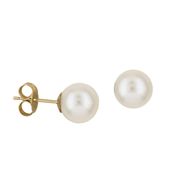 9ct Yellow Gold Freshwater Pearl Stud Earrings, 8mm