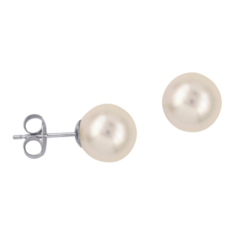 Sterling Silver Freshwater Pearl Stud Earrings, 9mm