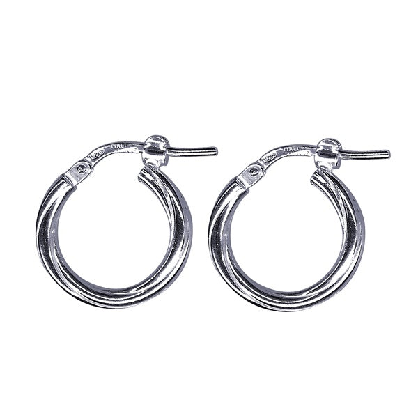 Sterling Silver Twist Hoop Earrings, 10mm