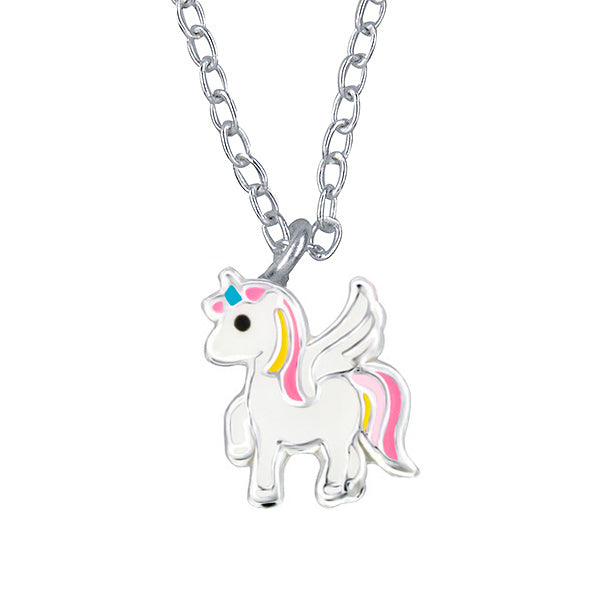 Sterling Silver Enamel Unicorn Necklet
