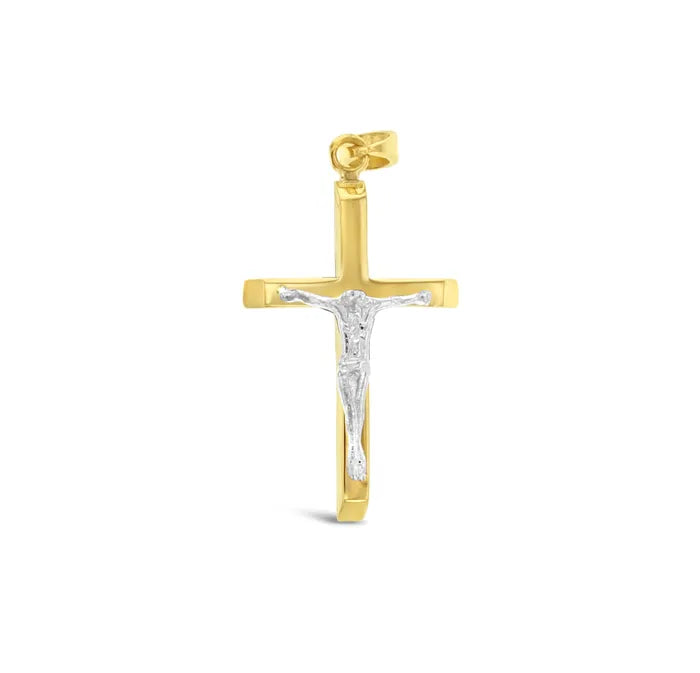 9ct Yellow and White Gold Cross Crucifix