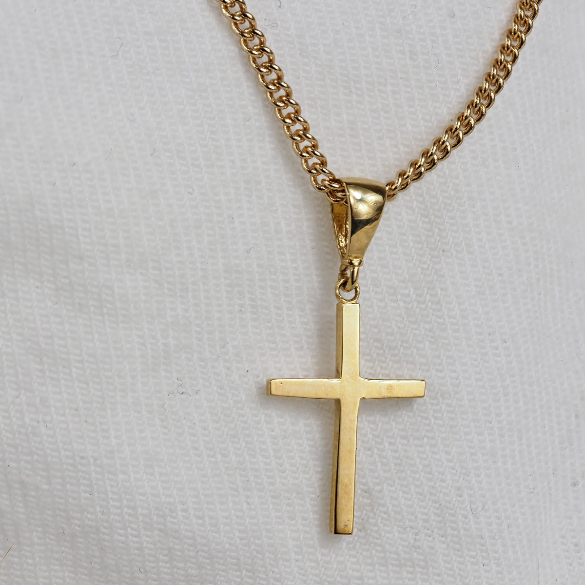 9ct Yellow Gold Plain Flat Cross Pendant