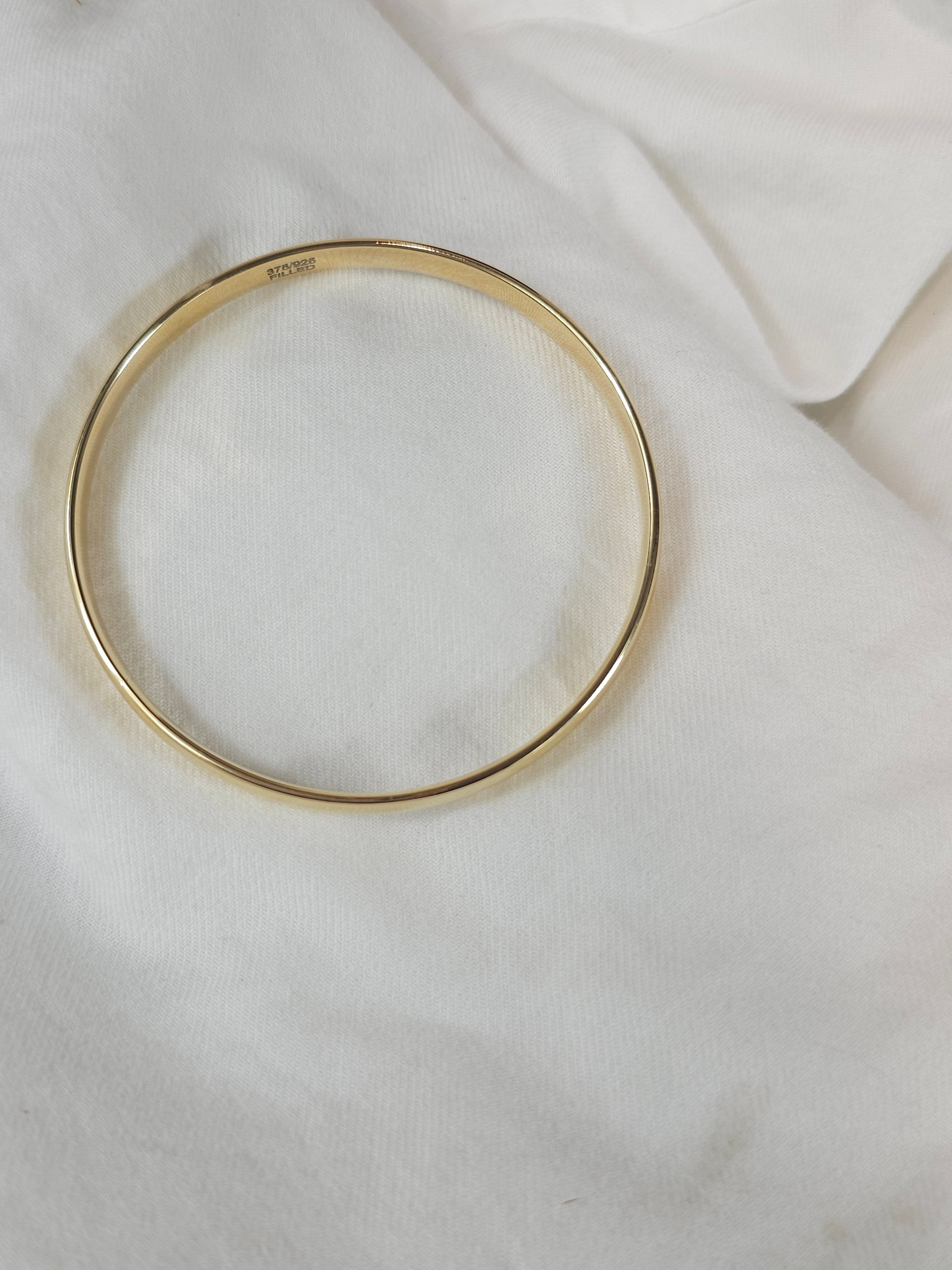 9ct Yellow Gold Silver Filled Bangle, 63mm
