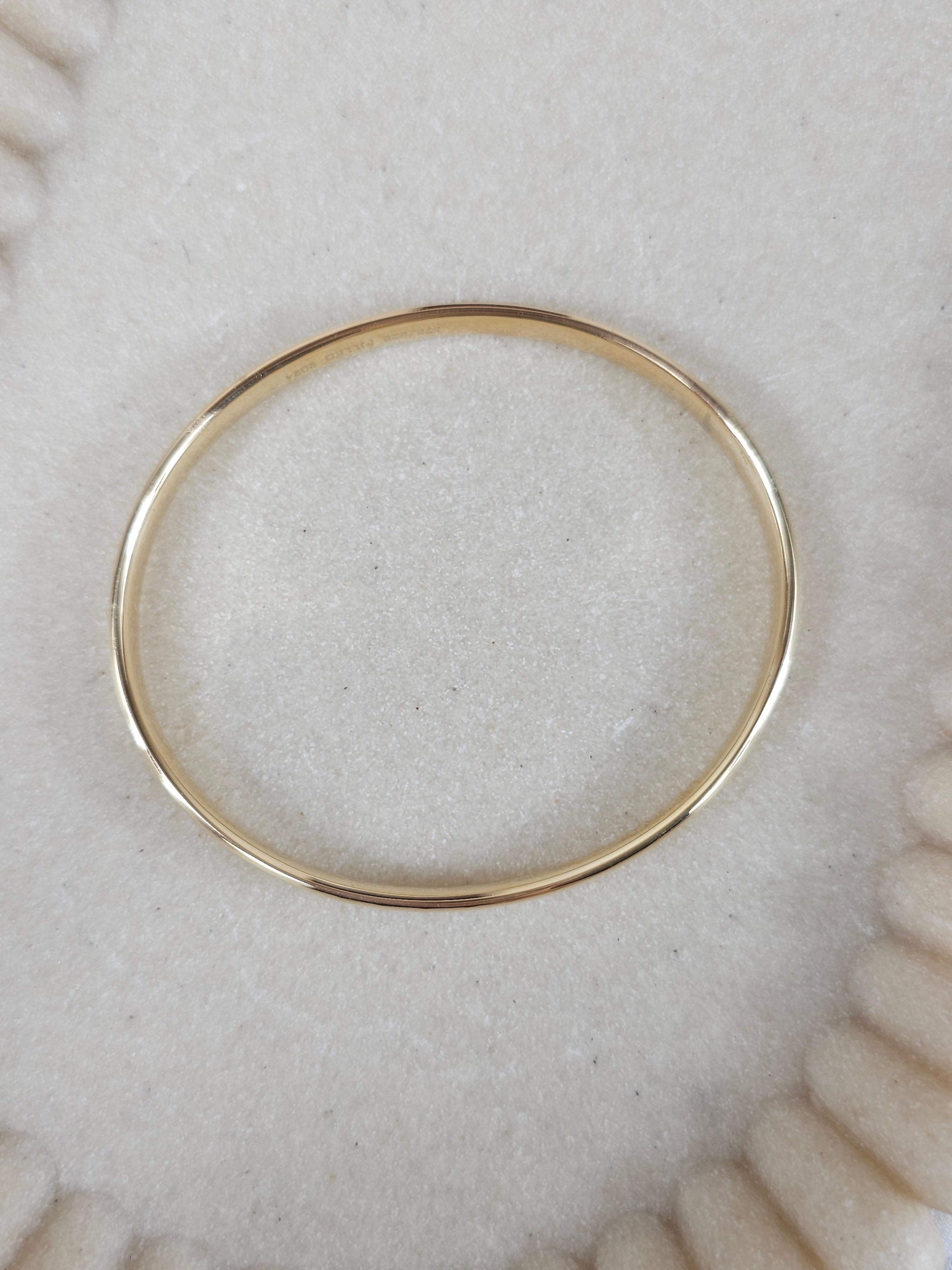 9ct Yellow Gold Silver filled bangle, 66mm