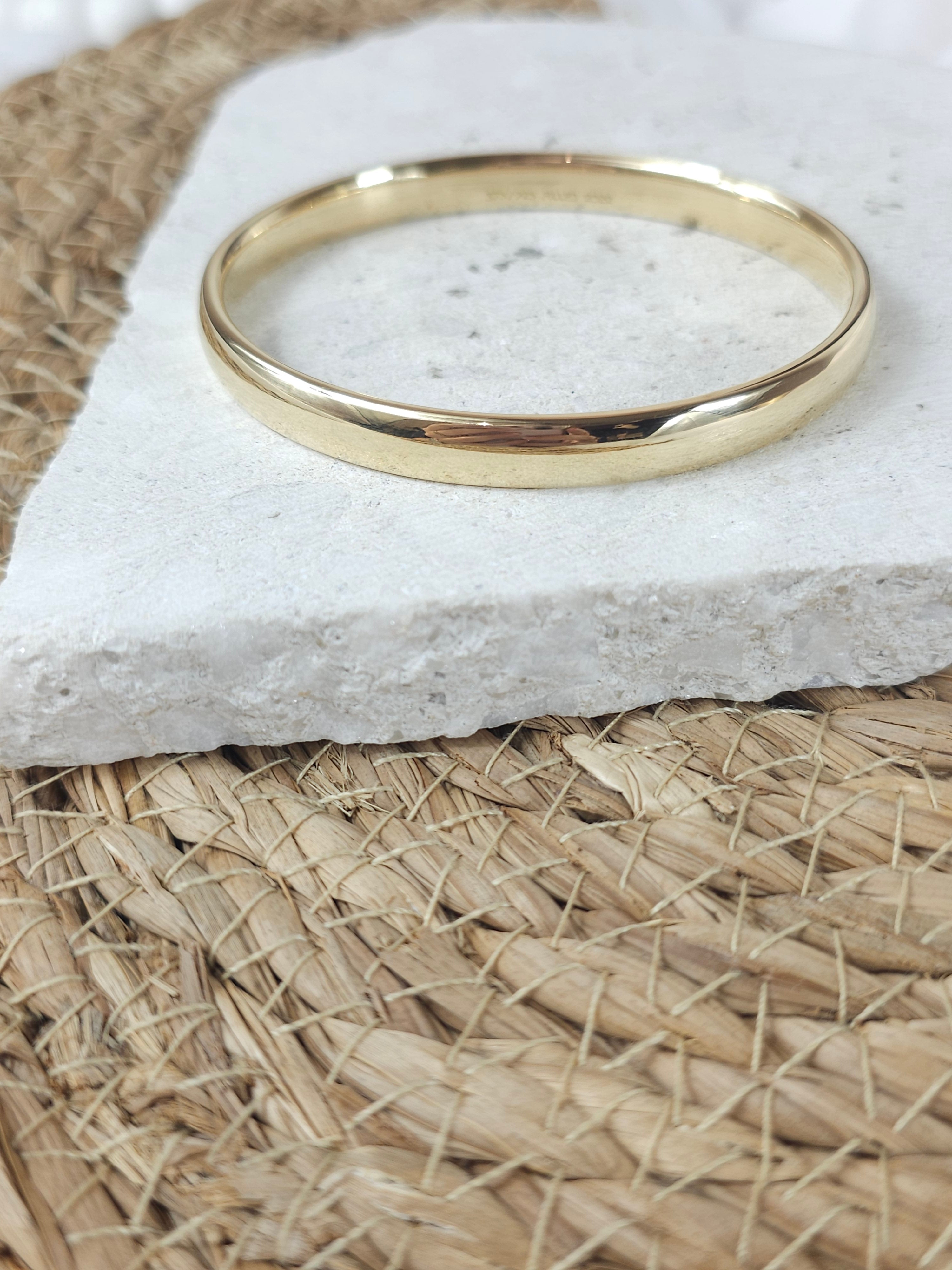 9ct Yellow Gold Silver Filled Bangle, 66mm