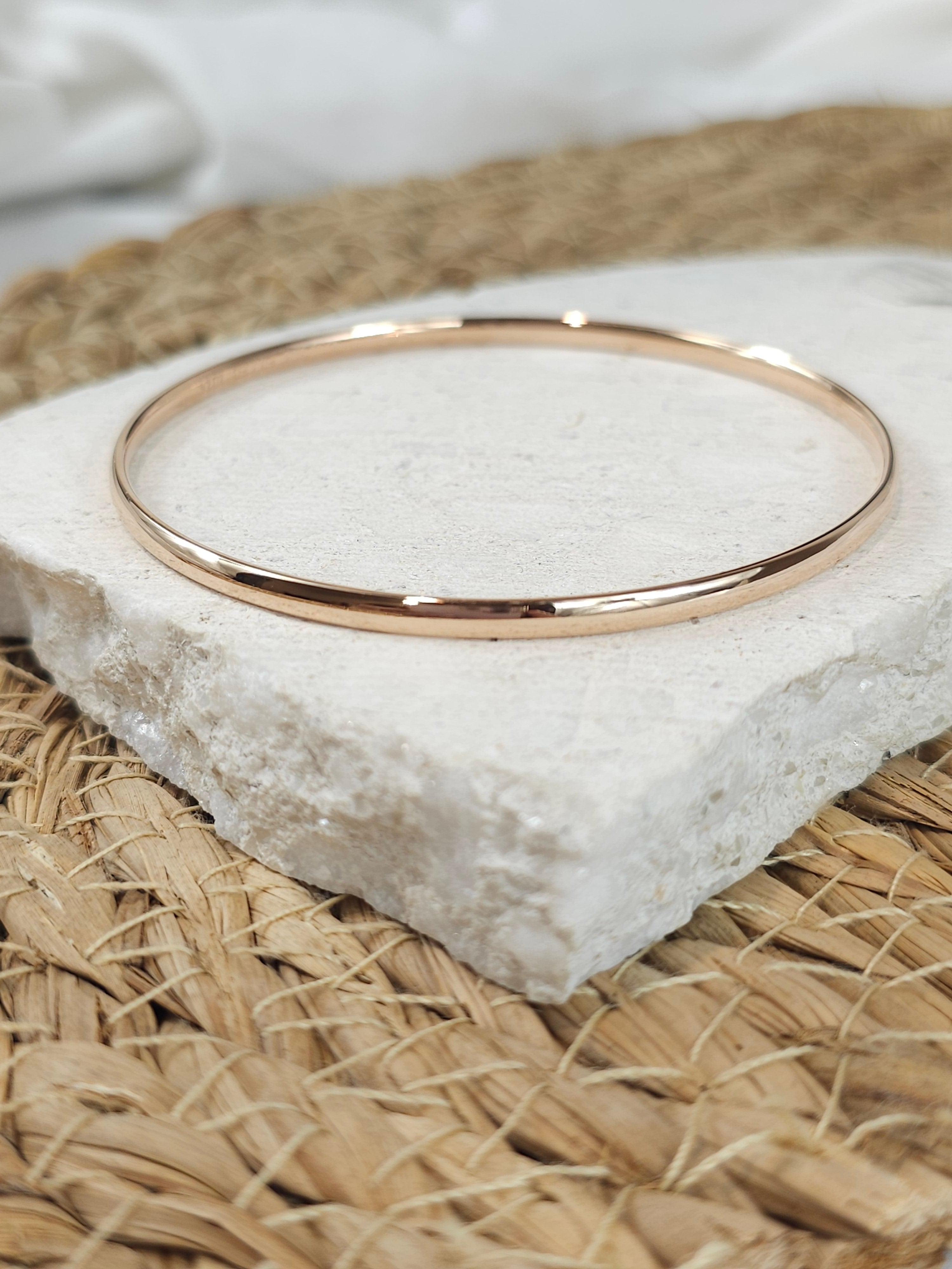9ct Rose Gold Silver filled Bangle, 63mm