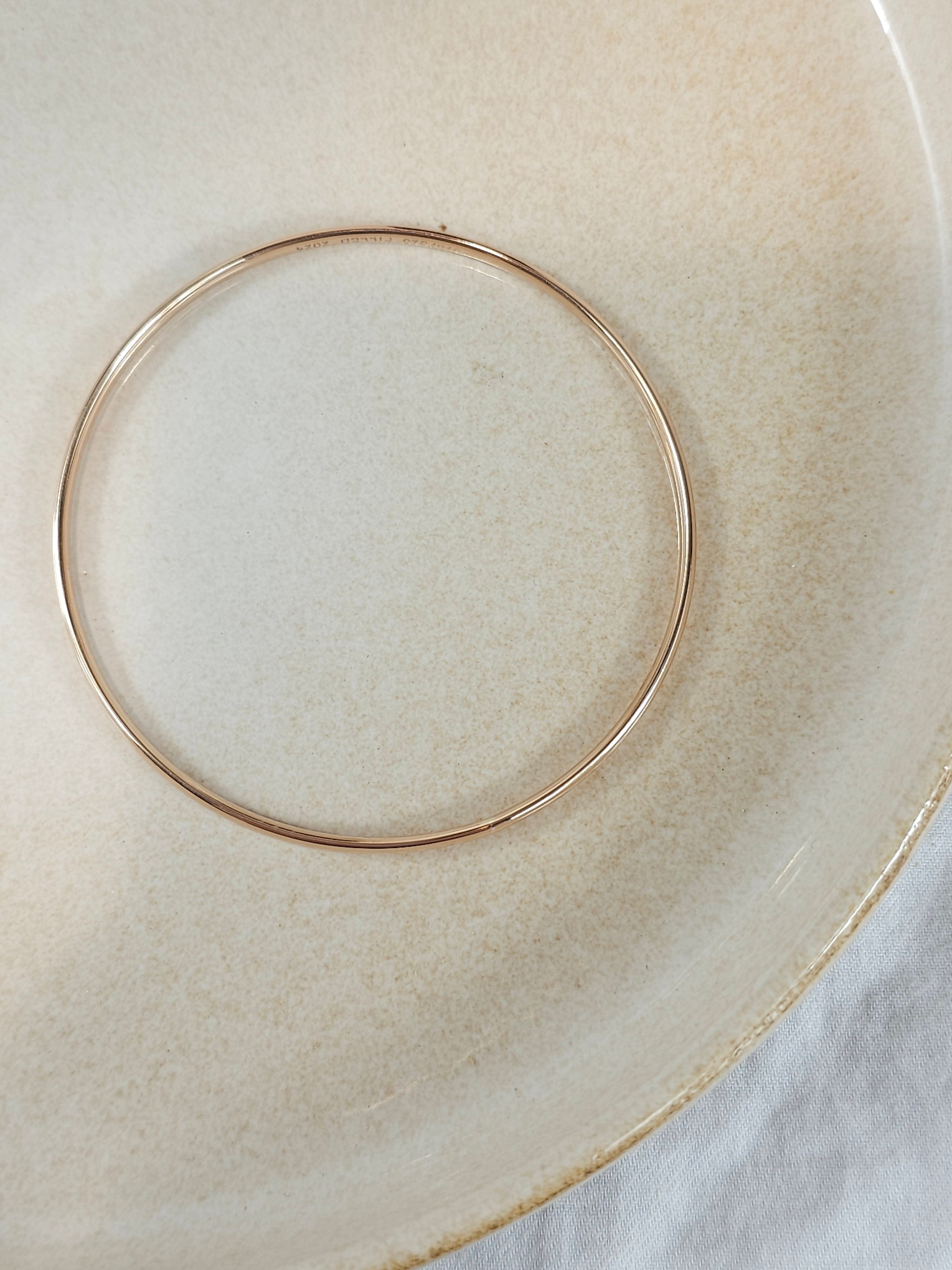 9ct Rose Gold Silver filled Bangle, 63mm