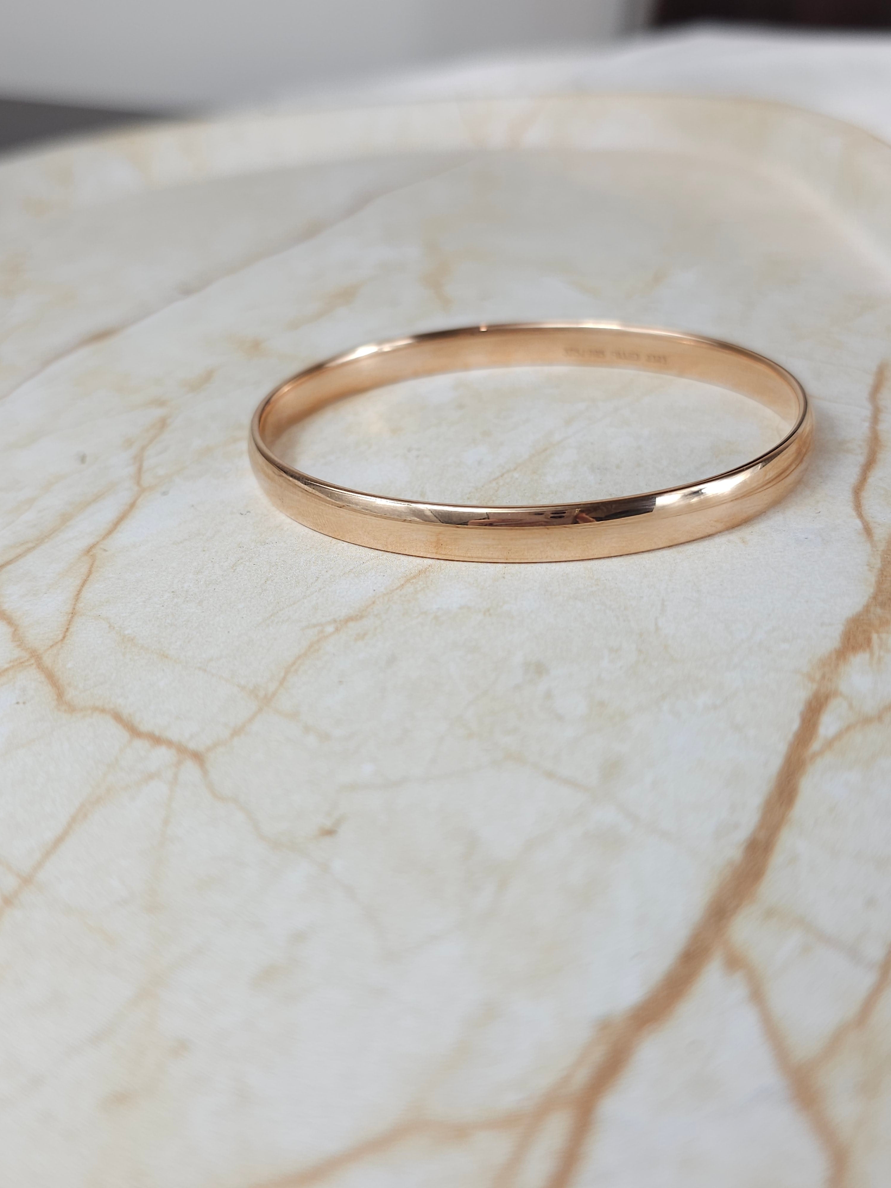 9ct Rose Gold Silver filled bangle, 63mm