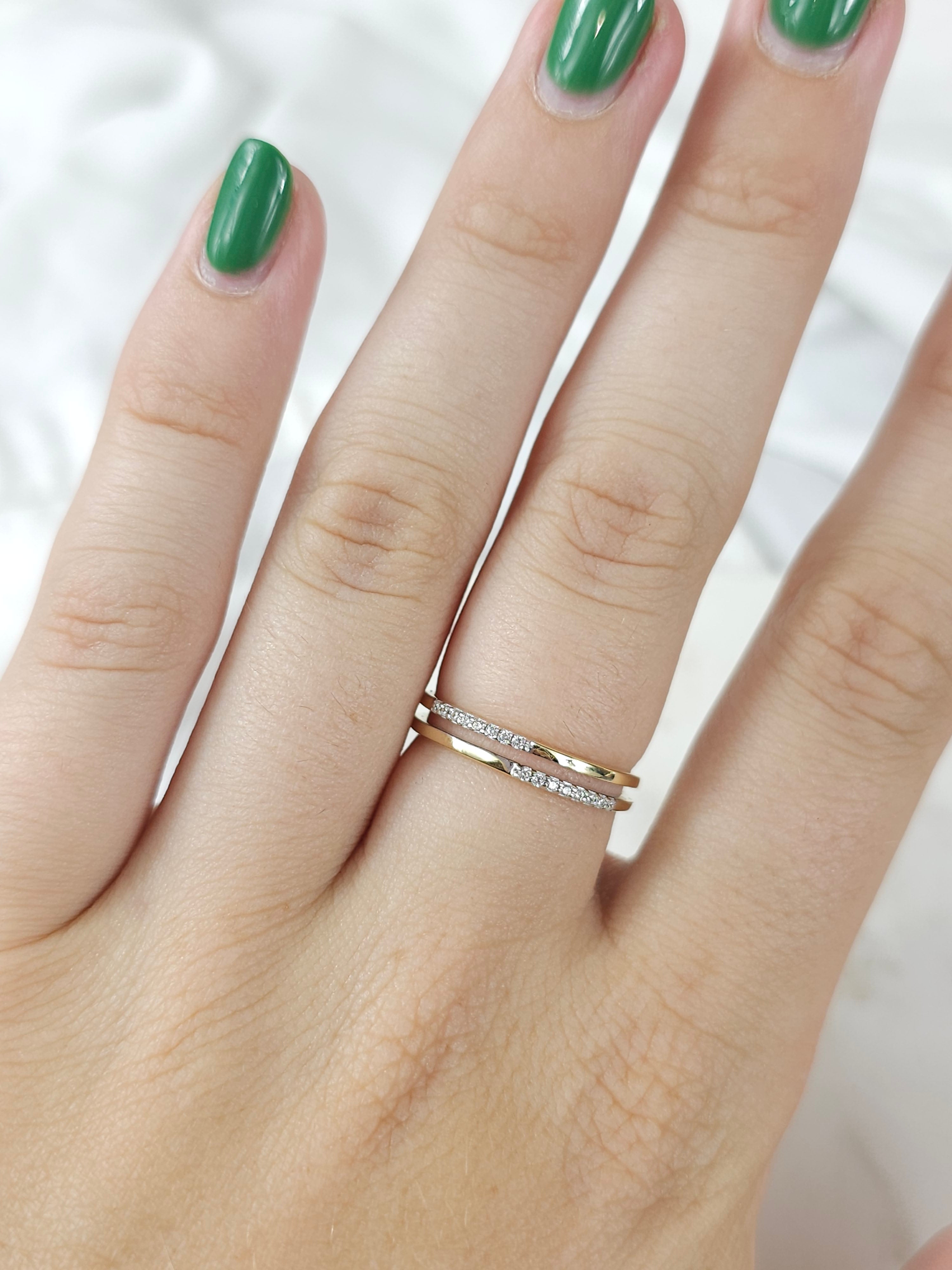 9ct Yellow Gold Cubic Zirconia Double Row Ring