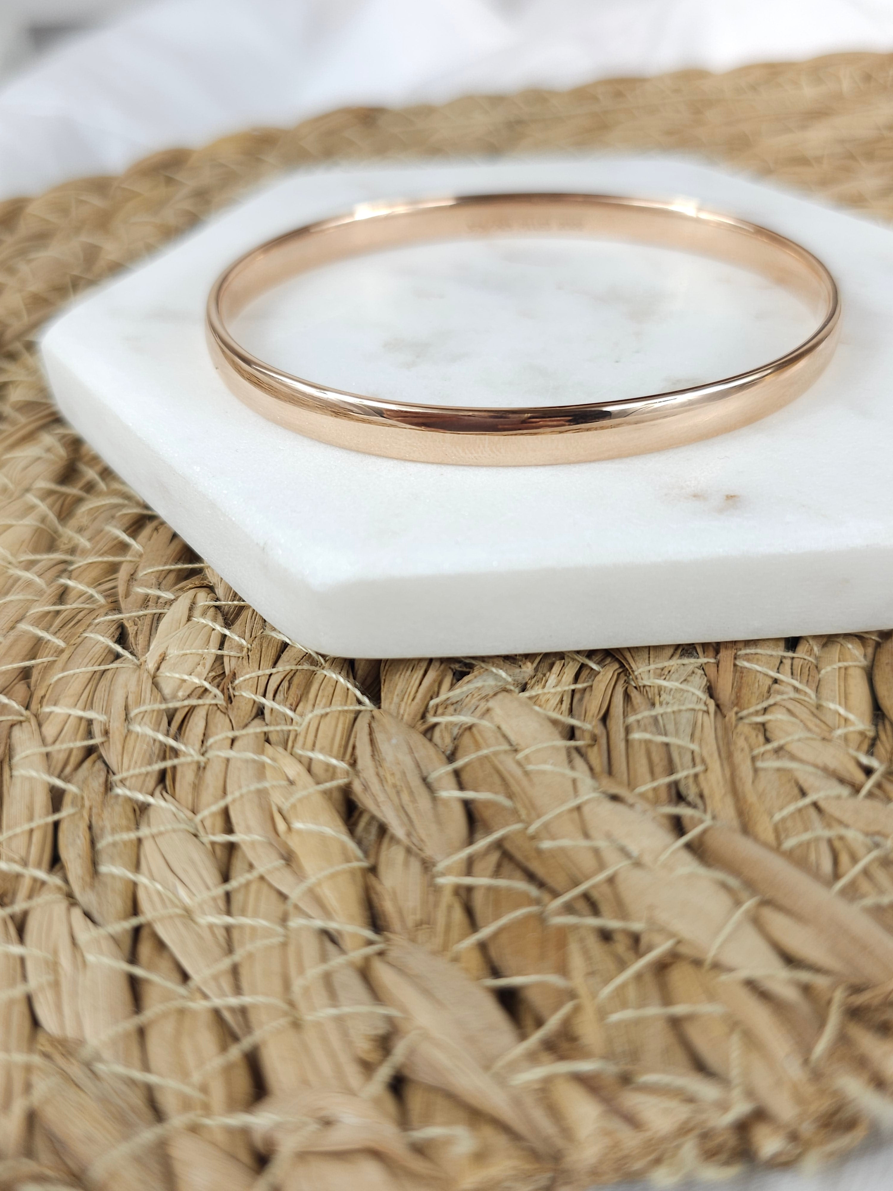 9ct Rose Gold Silver filled bangle, 66mm