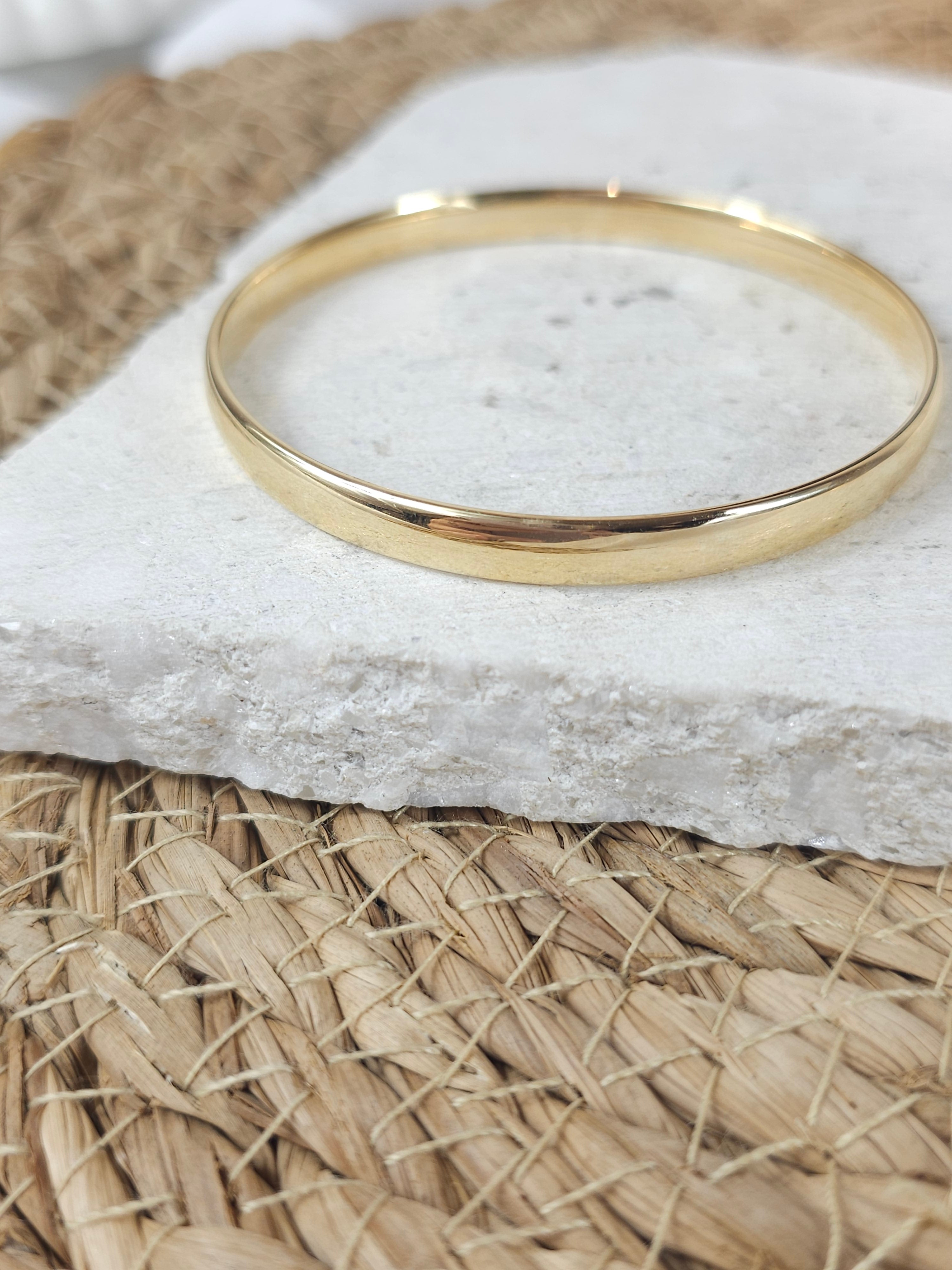 9ct Yellow Gold Silver Filled Bangle, 63mm