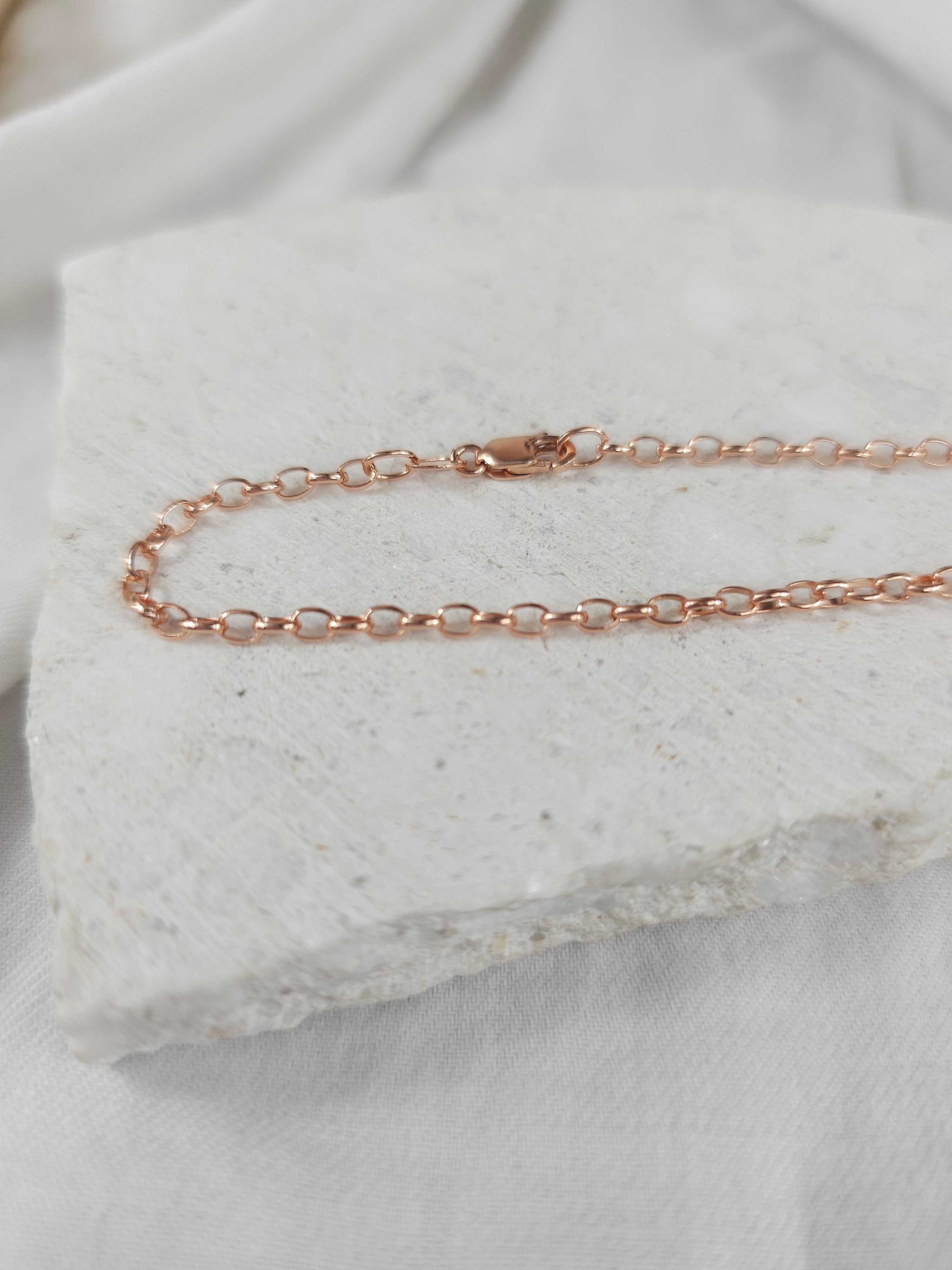 9ct Rose Gold Oval Belcher Bracelet, 19cm