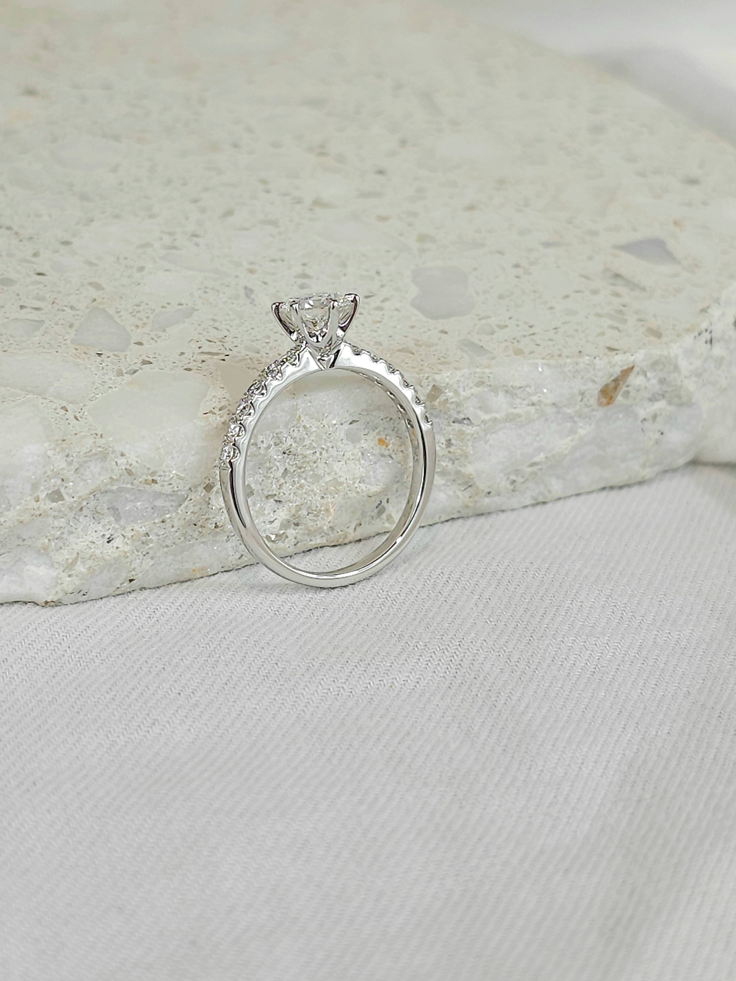 9ct White Gold Lab-Grown Round Brilliant cut Diamond Engagement Ring, 0.80ct centre