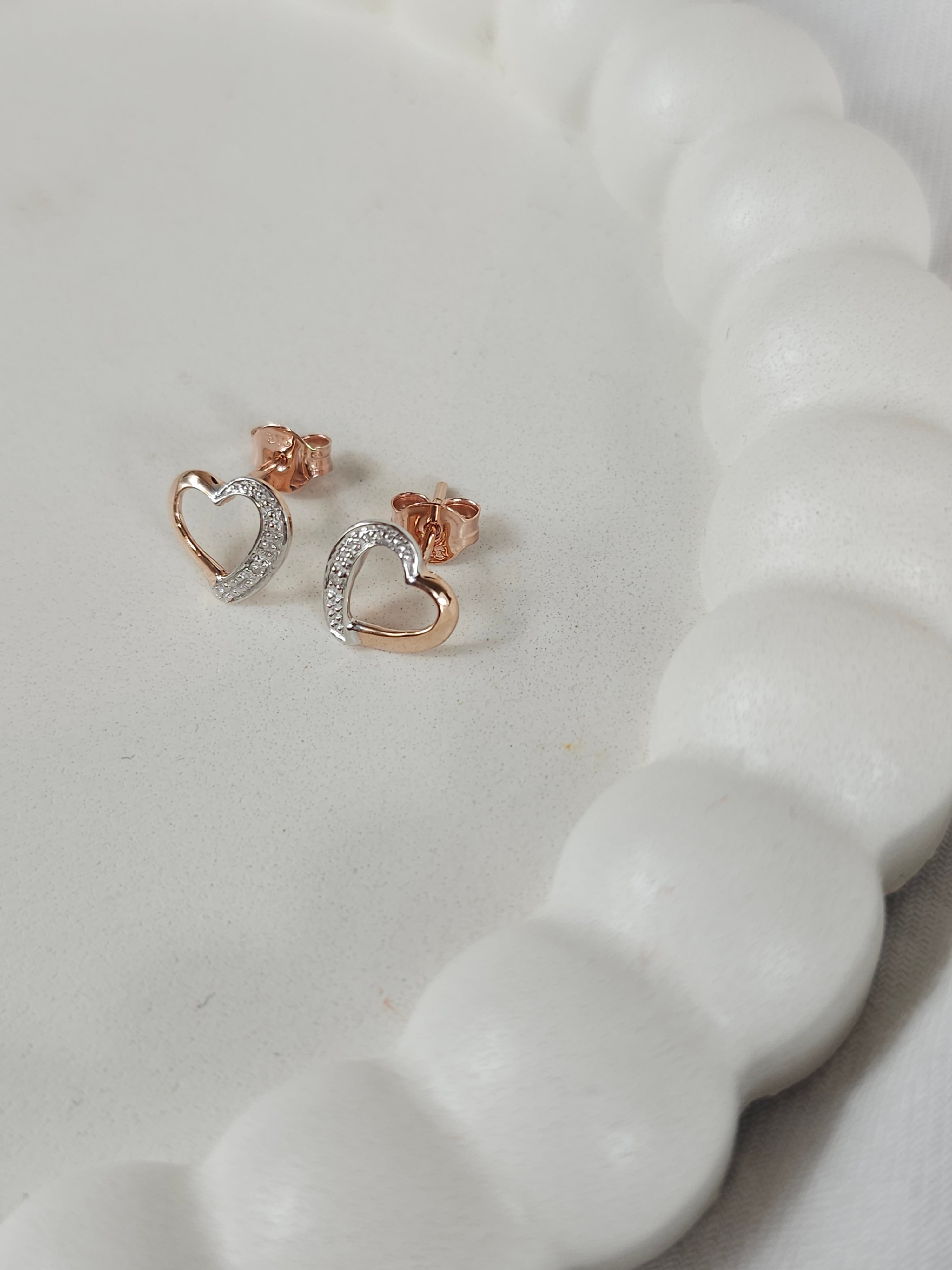 9ct rose gold diamond studs