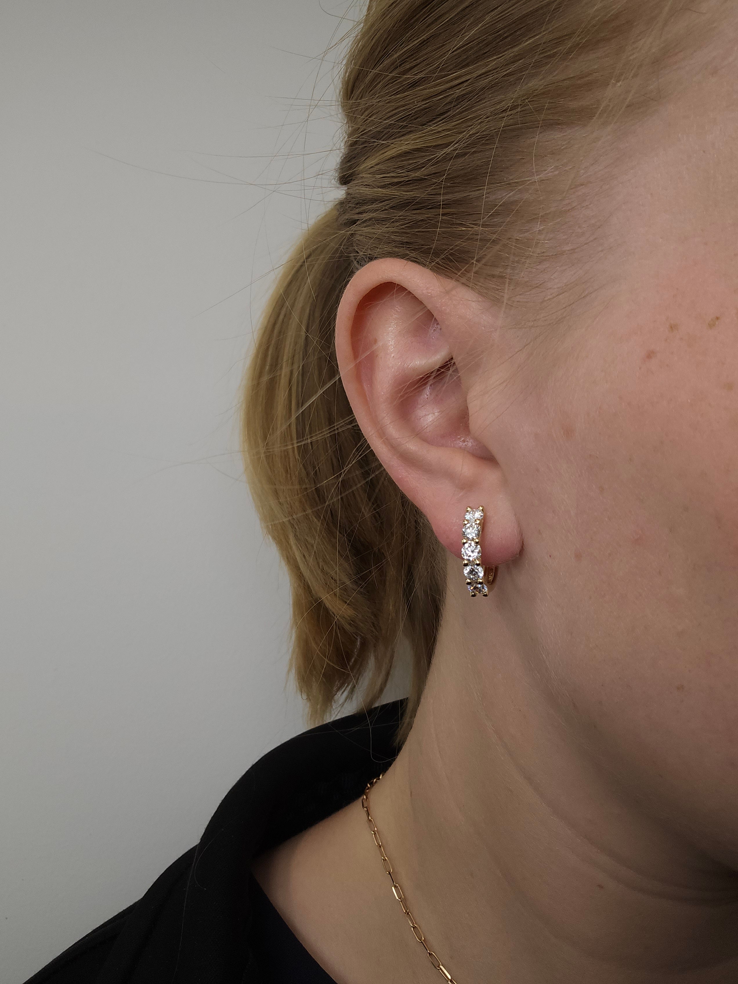 9ct Yellow Gold Lab-Grown Diamond Huggie Earrings, 2.00ct total