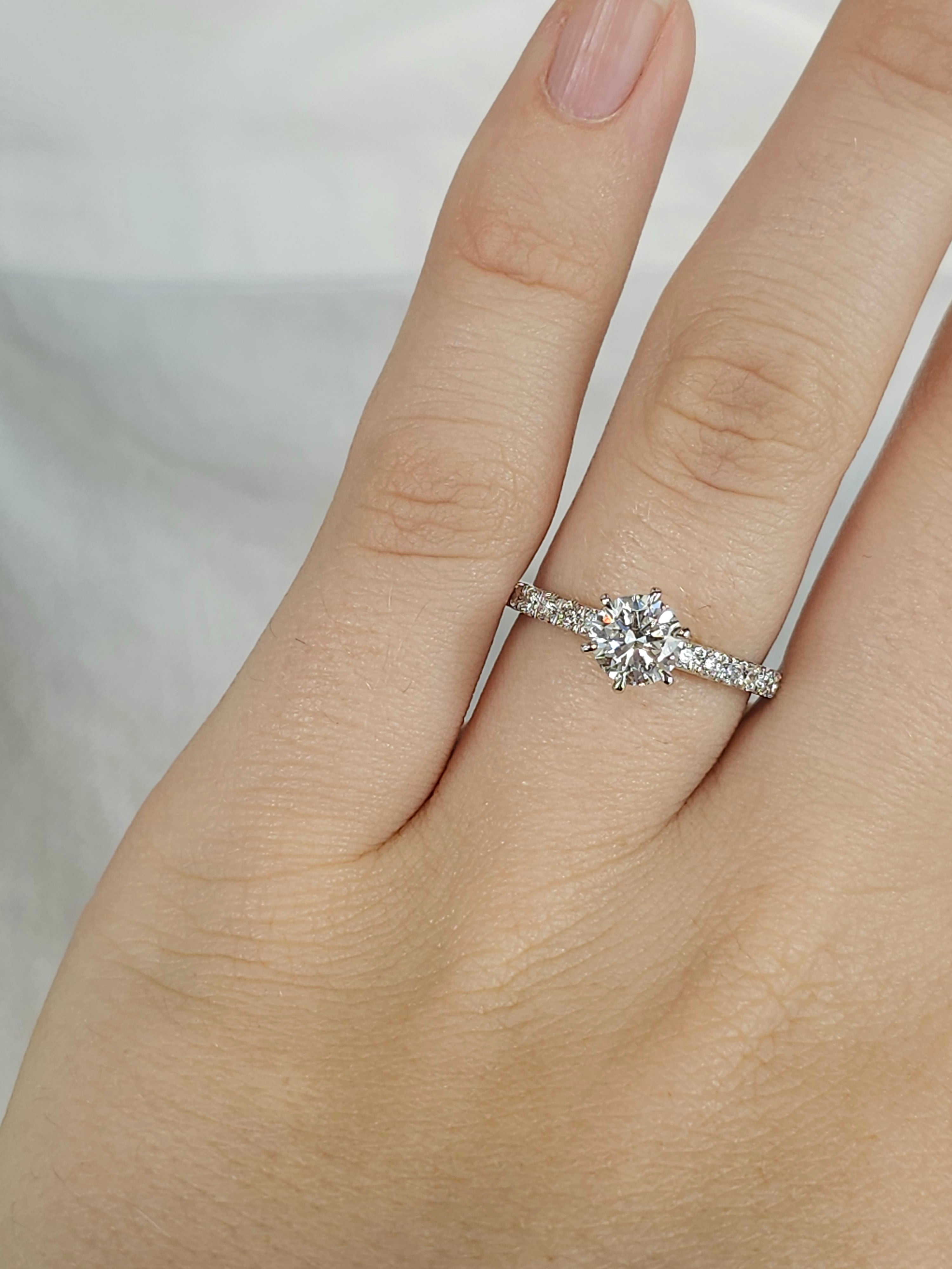 9ct White Gold Lab-Grown Round Brilliant cut Diamond Engagement Ring, 0.80ct centre