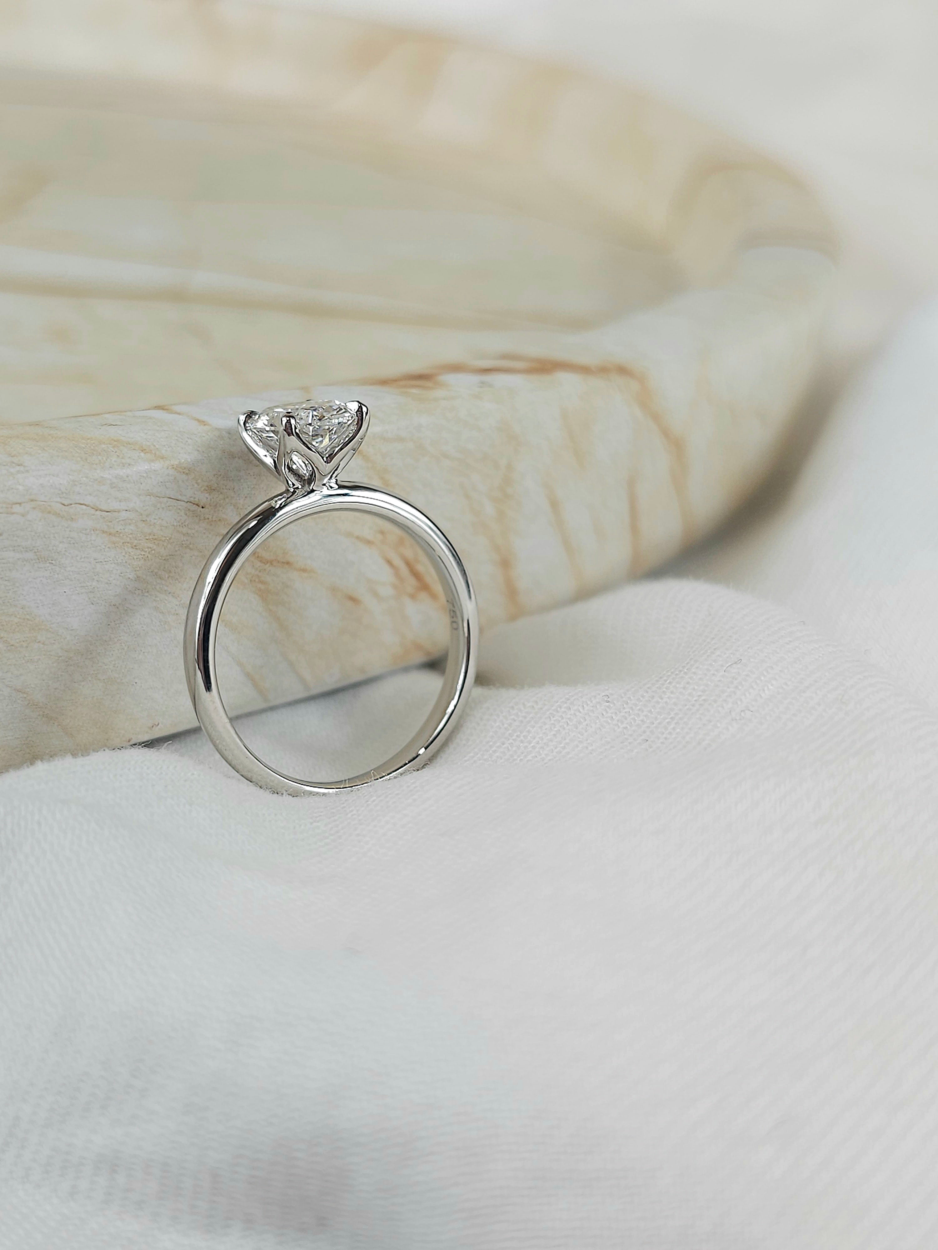 18ct White Gold Lab-Grown Oval Cut Diamond Engagement ring, 1.35ct centre