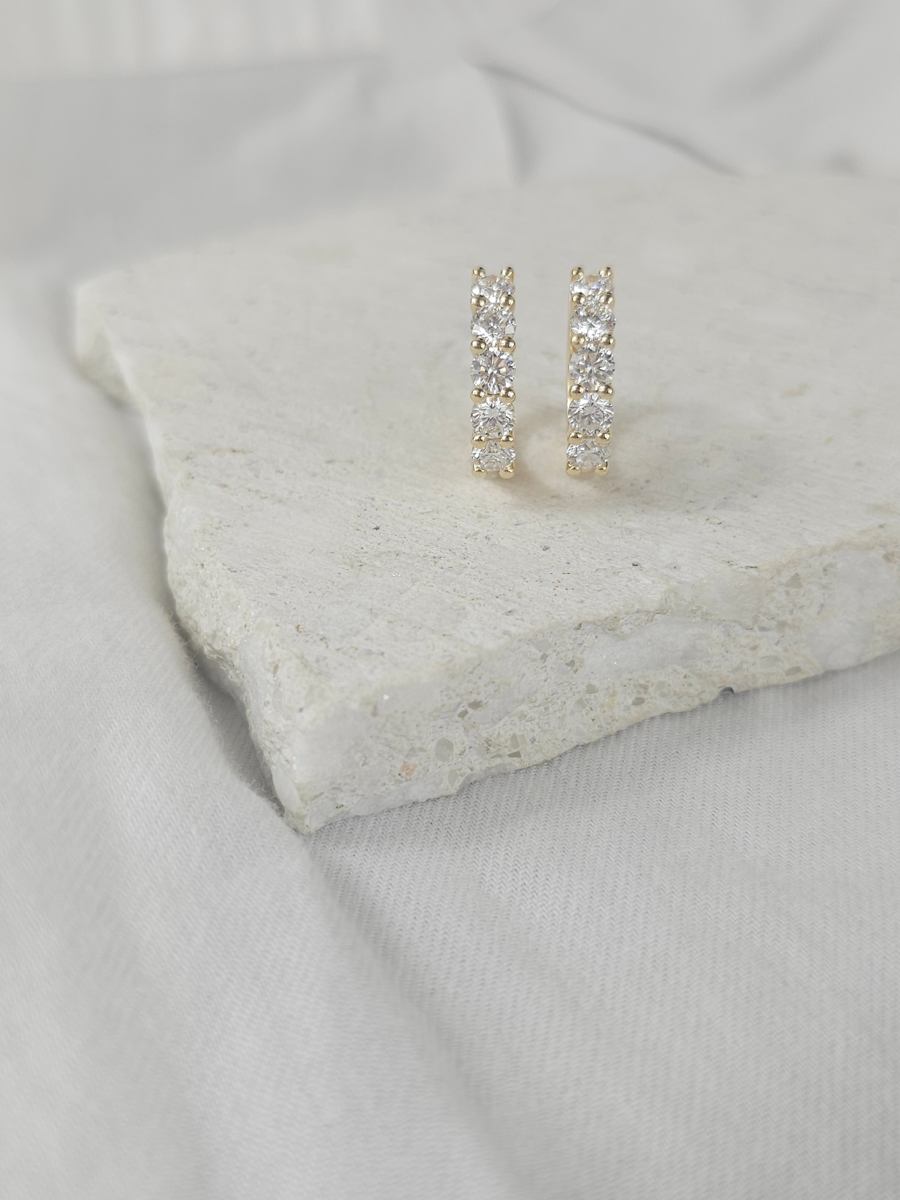 9ct Yellow Gold Lab-Grown Diamond Huggie Earrings, 2.00ct total