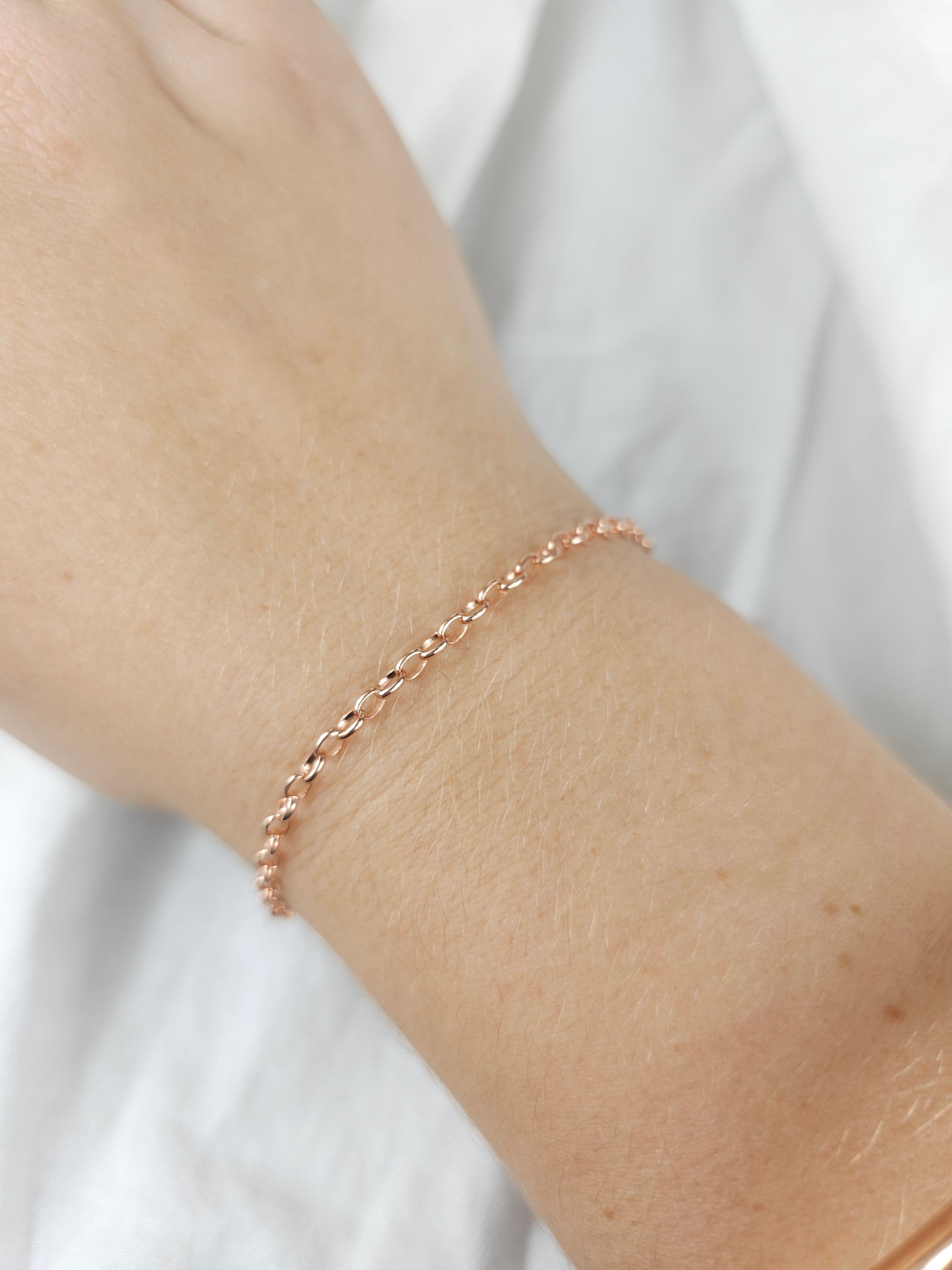 9ct Rose Gold Oval Belcher Bracelet, 19cm