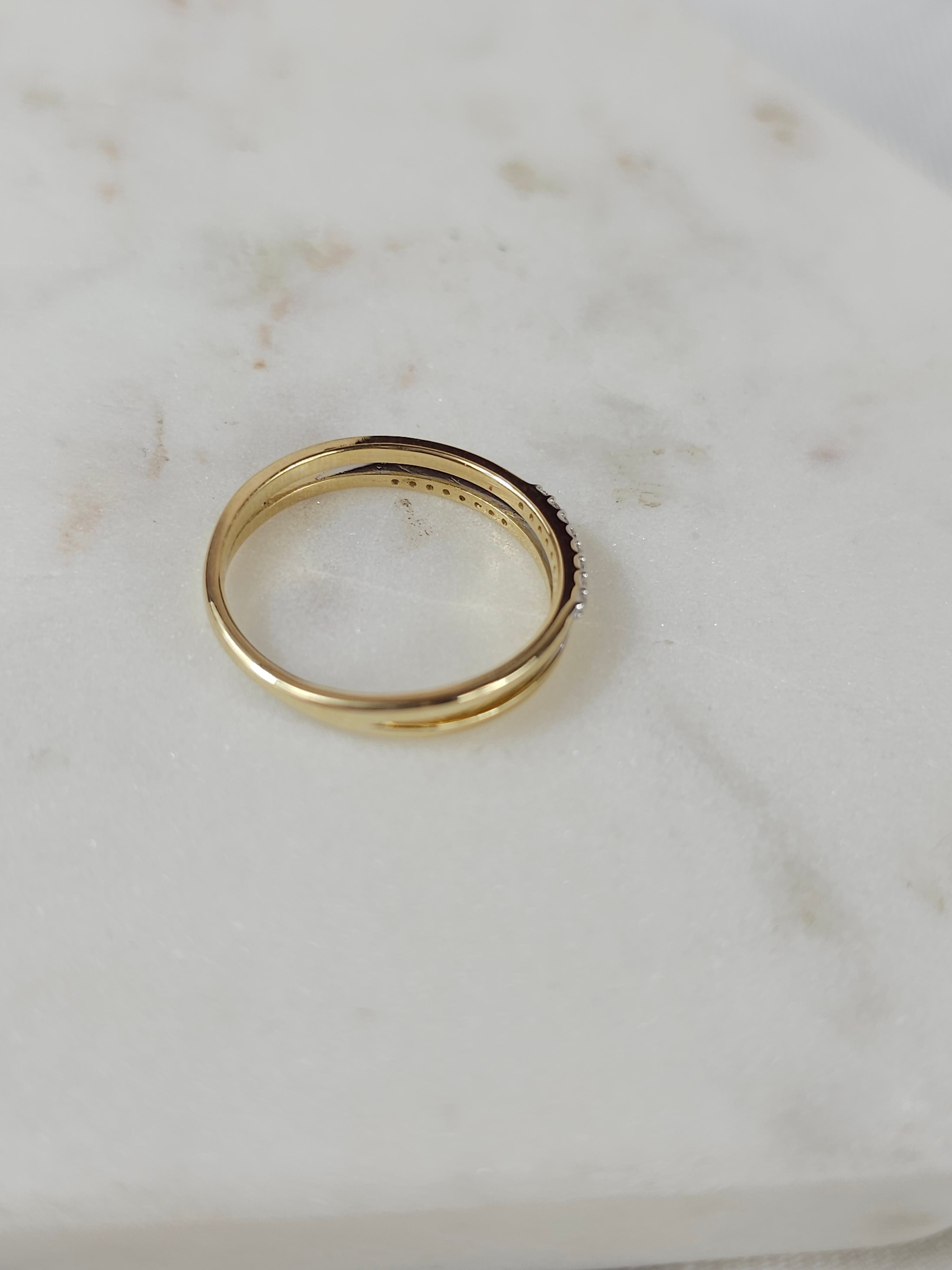 9ct Yellow Gold Cubic Zirconia Double Row Ring