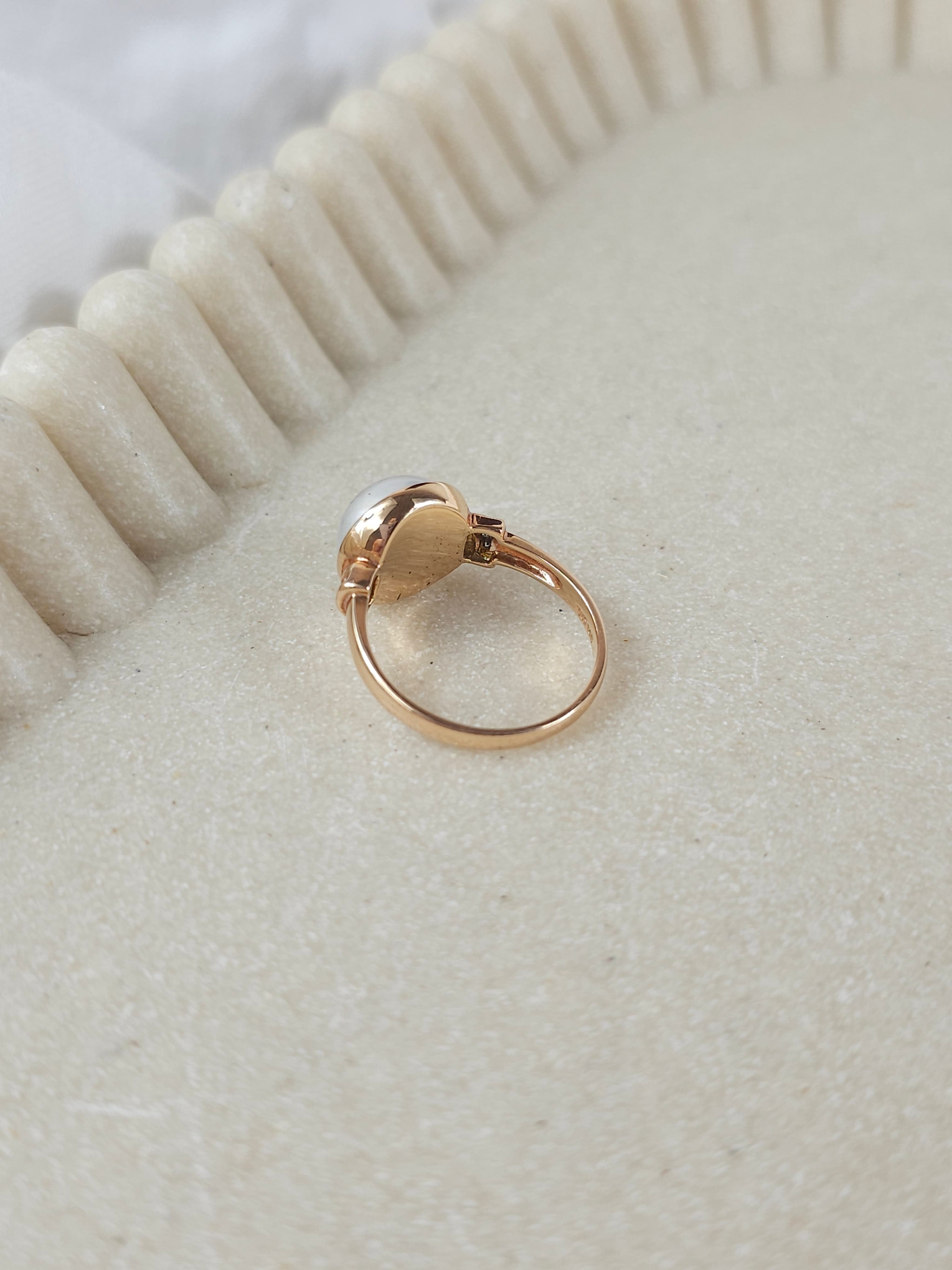 14ct Rose Gold Mabe Pearl and Diamond ring