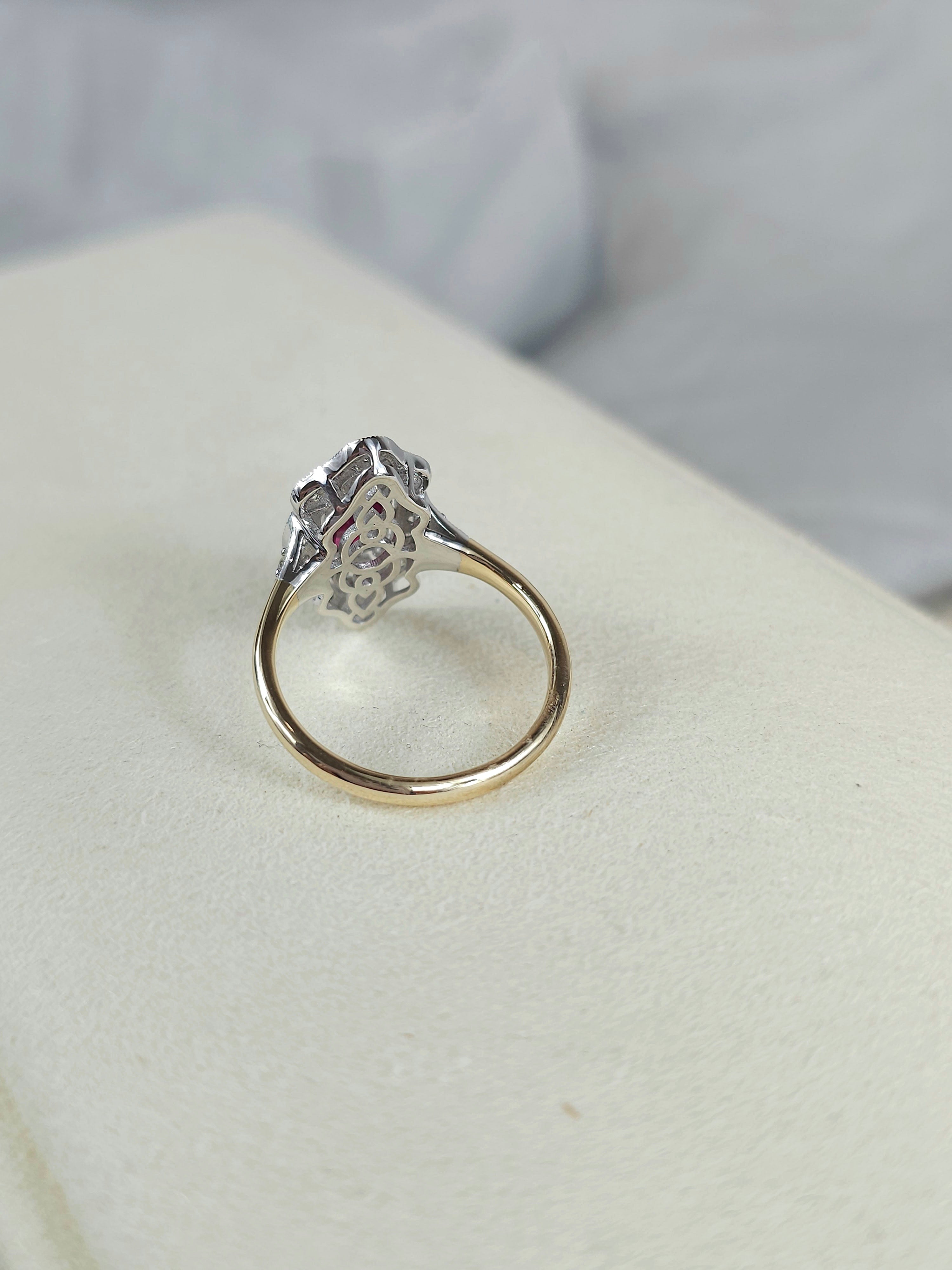 9ct Yellow and White Gold Ruby and Diamond ring, 0.54ct centre