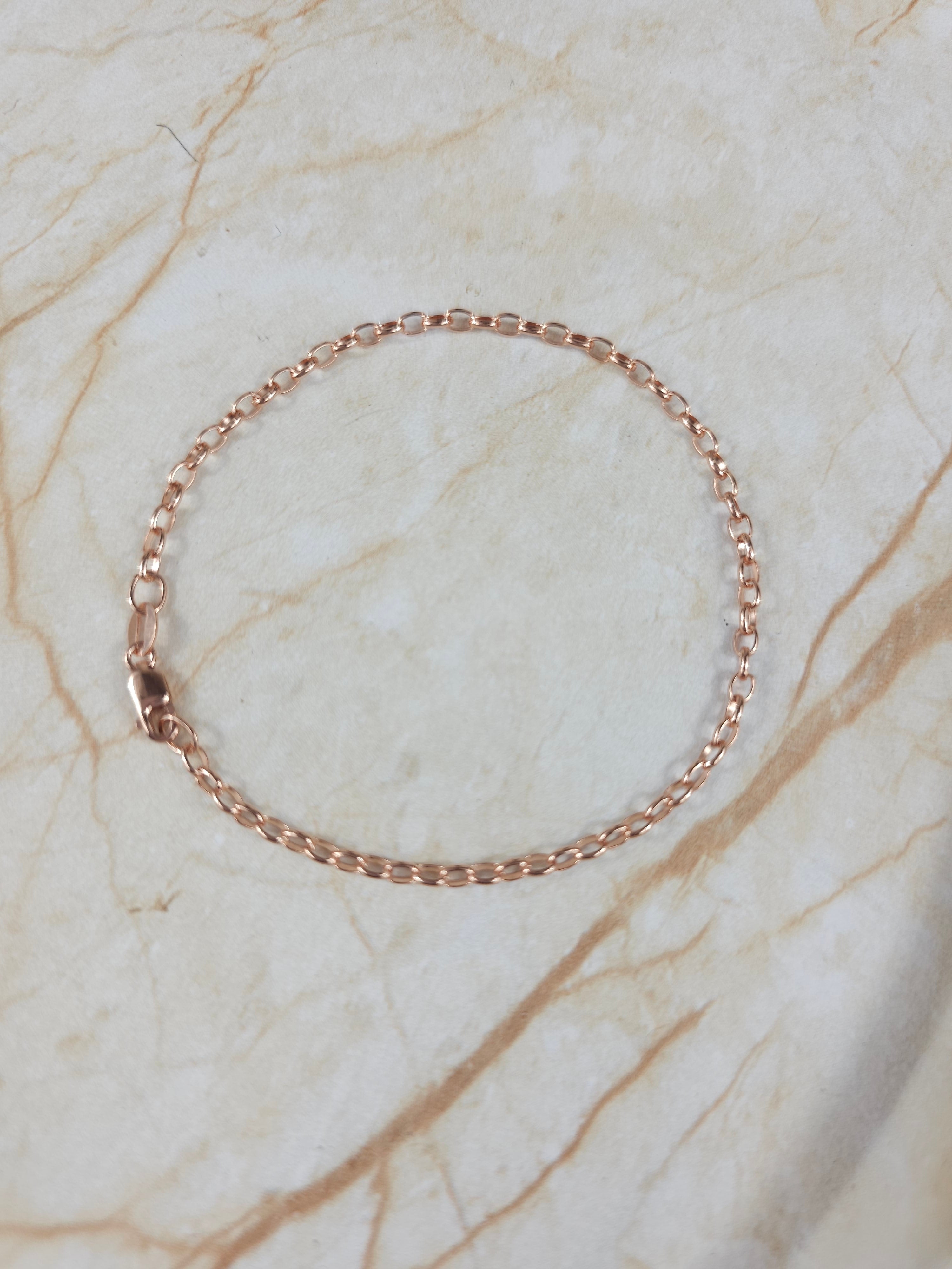 9ct Rose Gold Oval Belcher Bracelet, 19cm