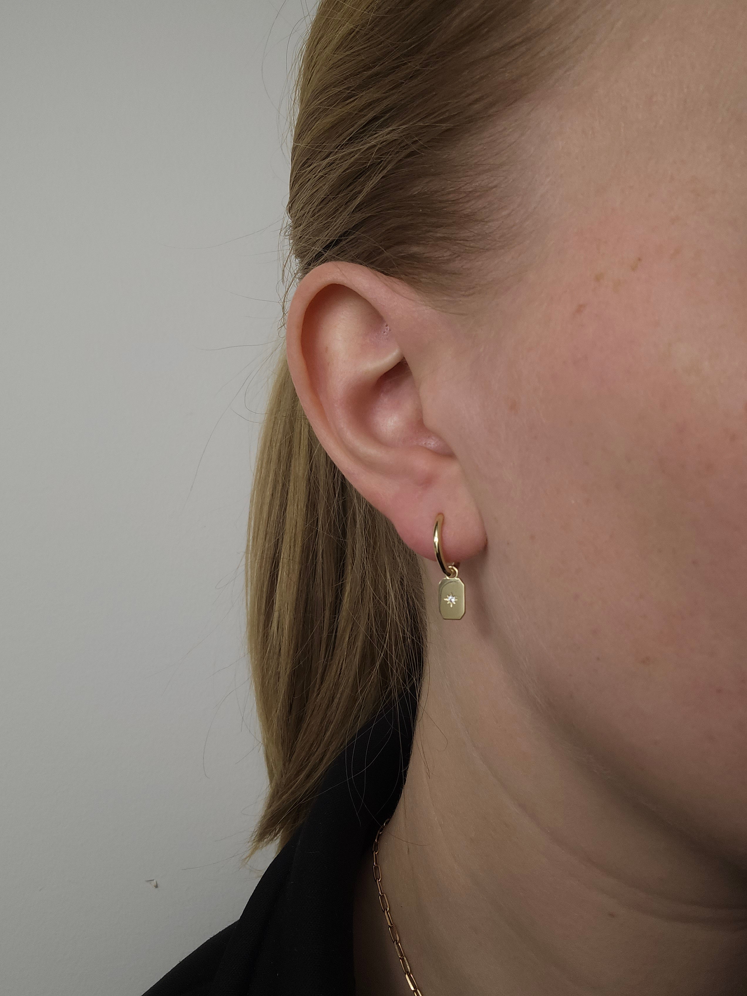 9ct Yellow Gold Huggie Earring with Medallion Drop