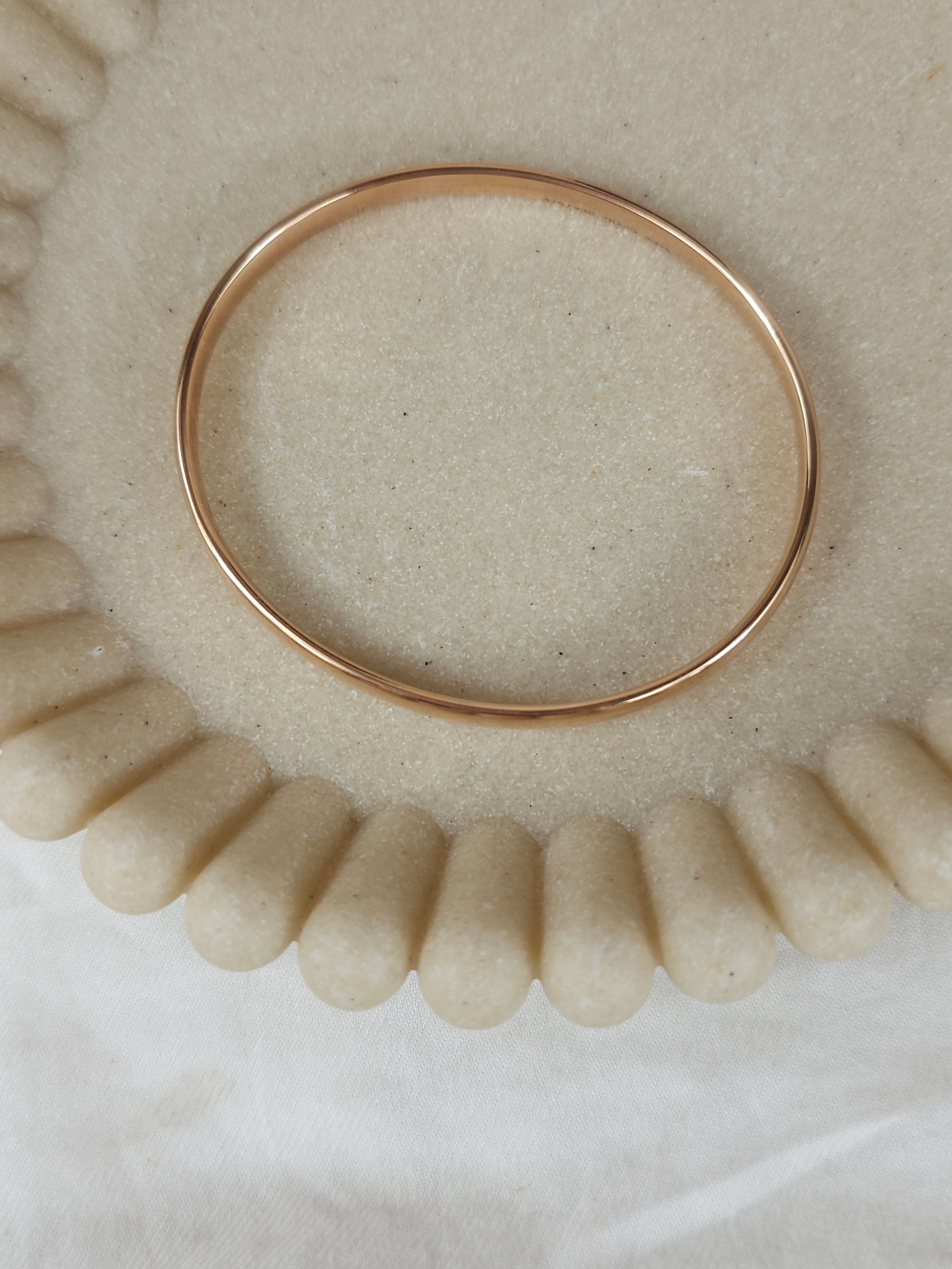 9ct Rose Gold Silver filled bangle, 63mm