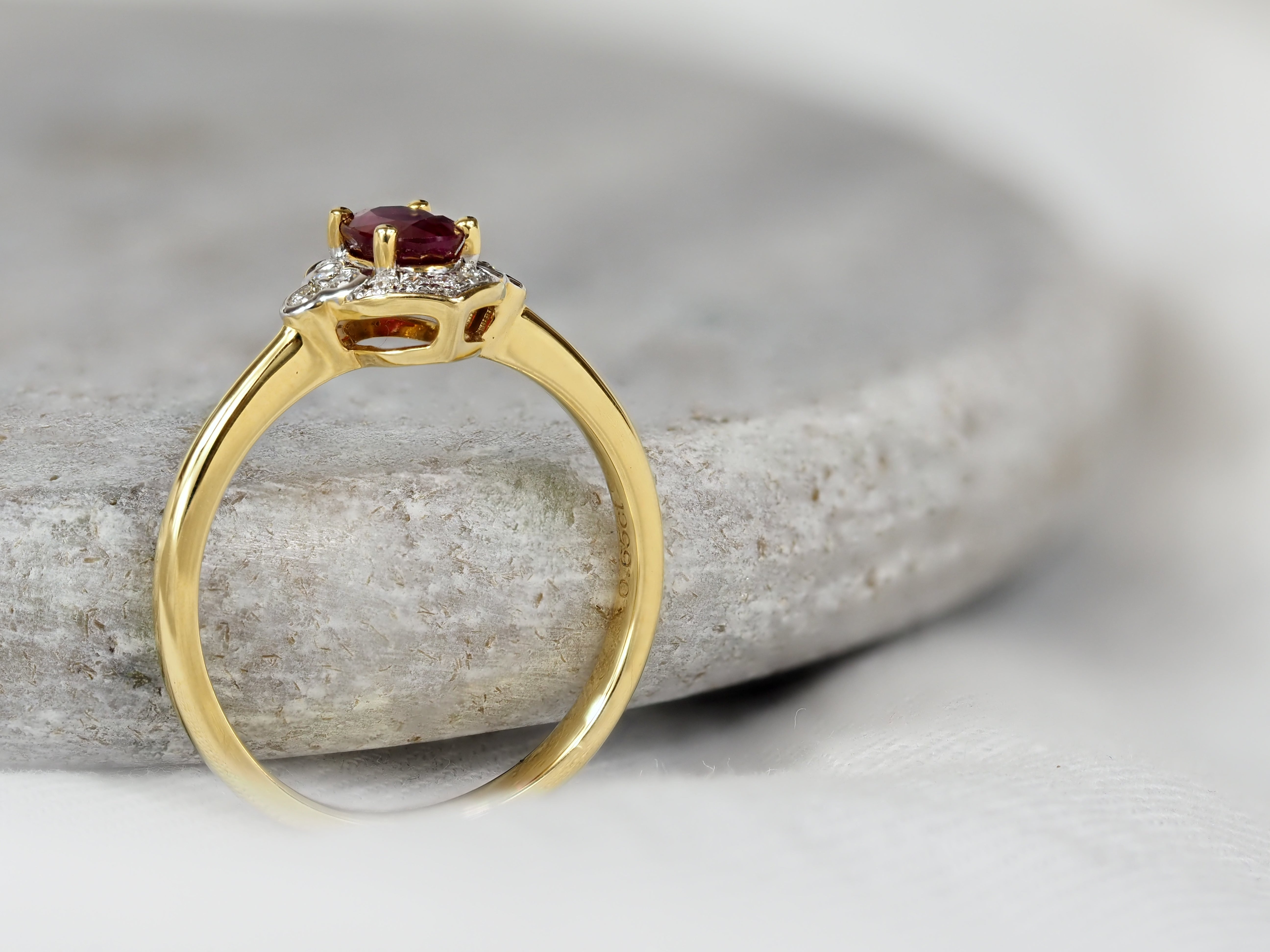 18ct Yellow and White Gold Ruby and Diamond ring