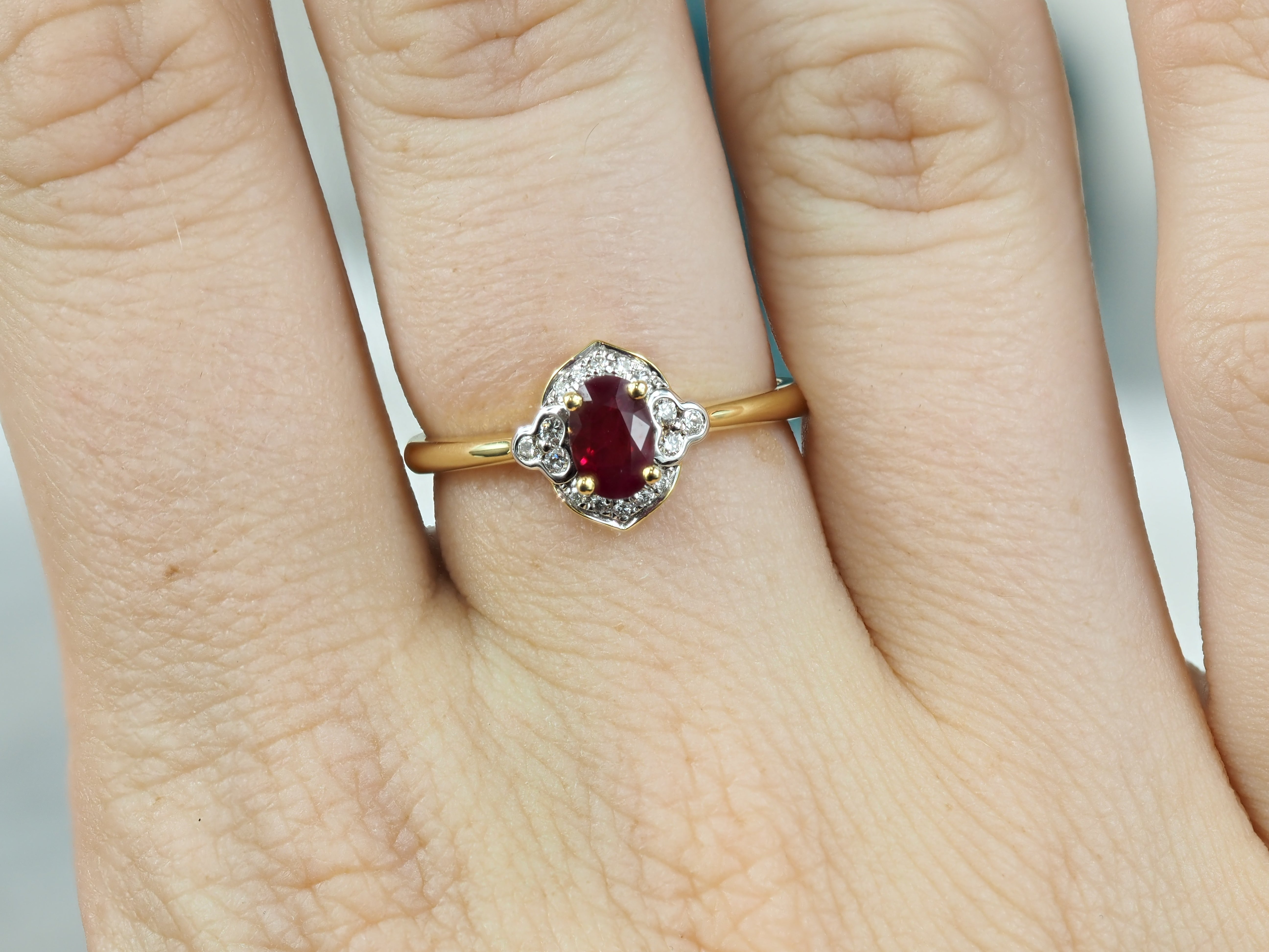 18ct Yellow and White Gold Ruby and Diamond ring