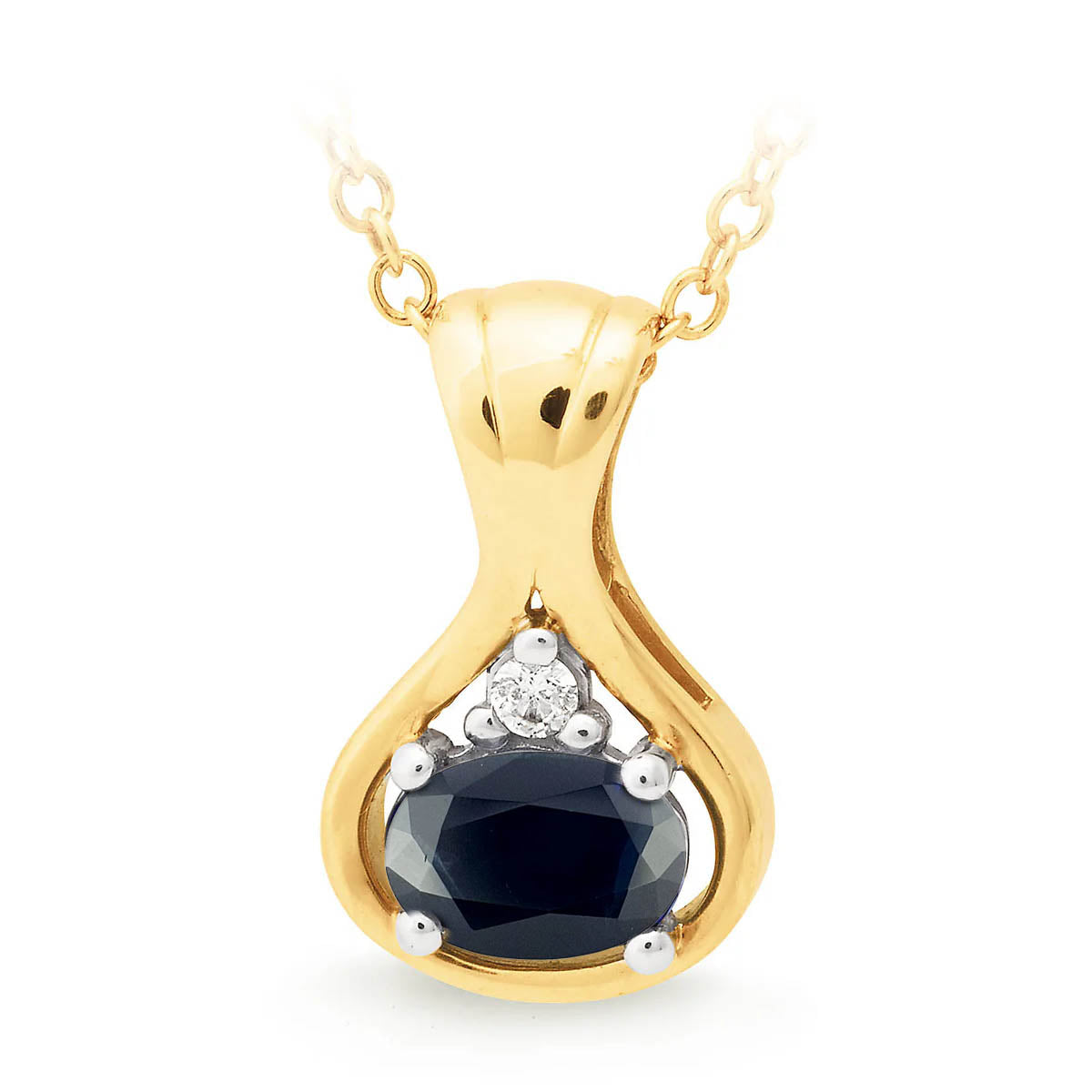 9ct Yellow Gold Sapphire and Diamond pendant