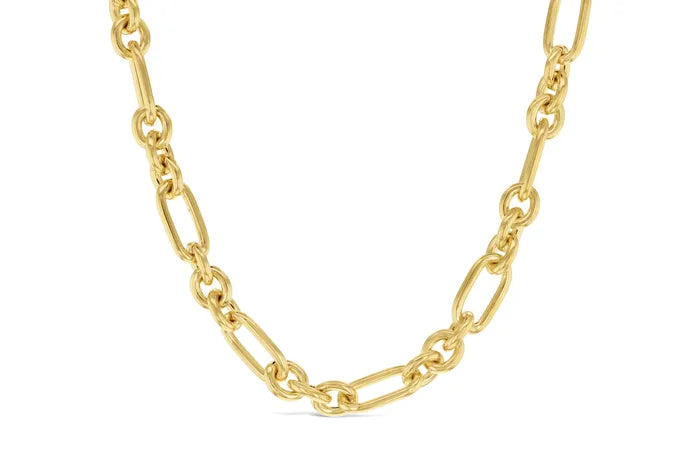 9ct Yellow Gold Silver Filled 3 to 1 cable chain, 45cm