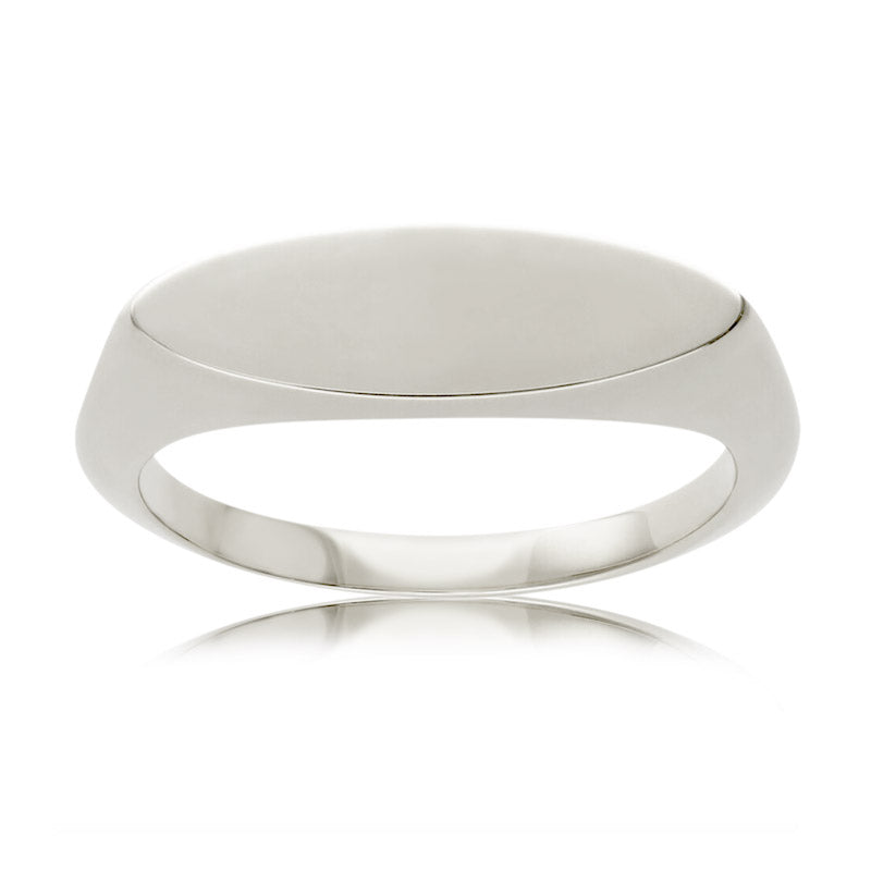 Sterling Silver Marquis shaped signet ring, size O