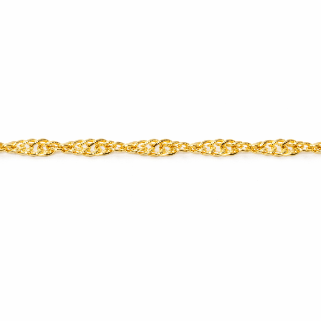 9ct Yellow Gold Singapore Twist Chain, 1.8mm, 45cm