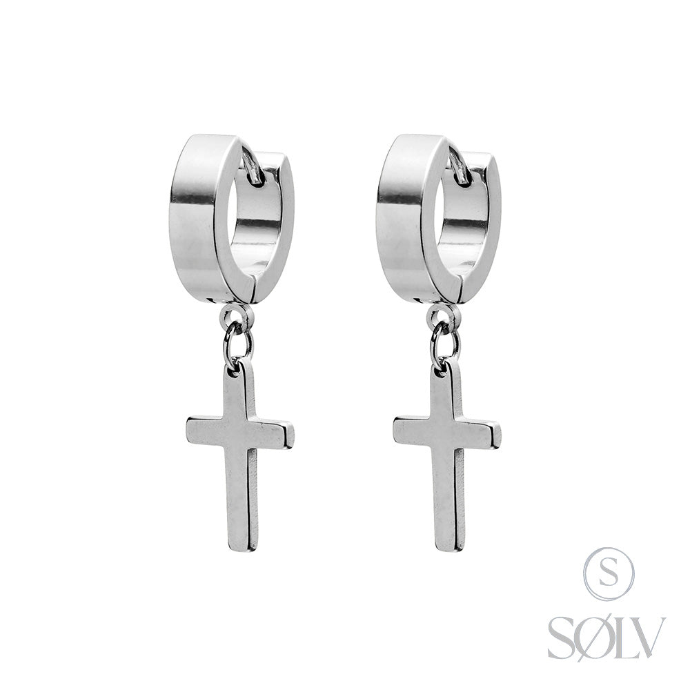 Solv Stainless Steel Huggie Earrings With Cross