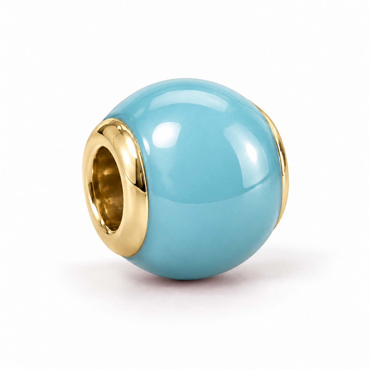 Surreal 9ct Yellow Gold Light Blue Enamel Bead