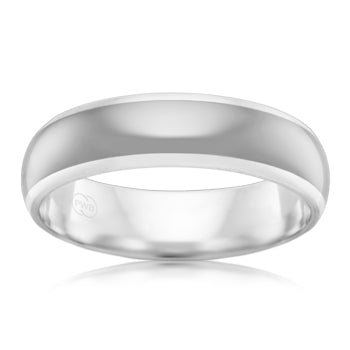 9ct White Gold and Titanium Wedding band, Brushed finish, size V