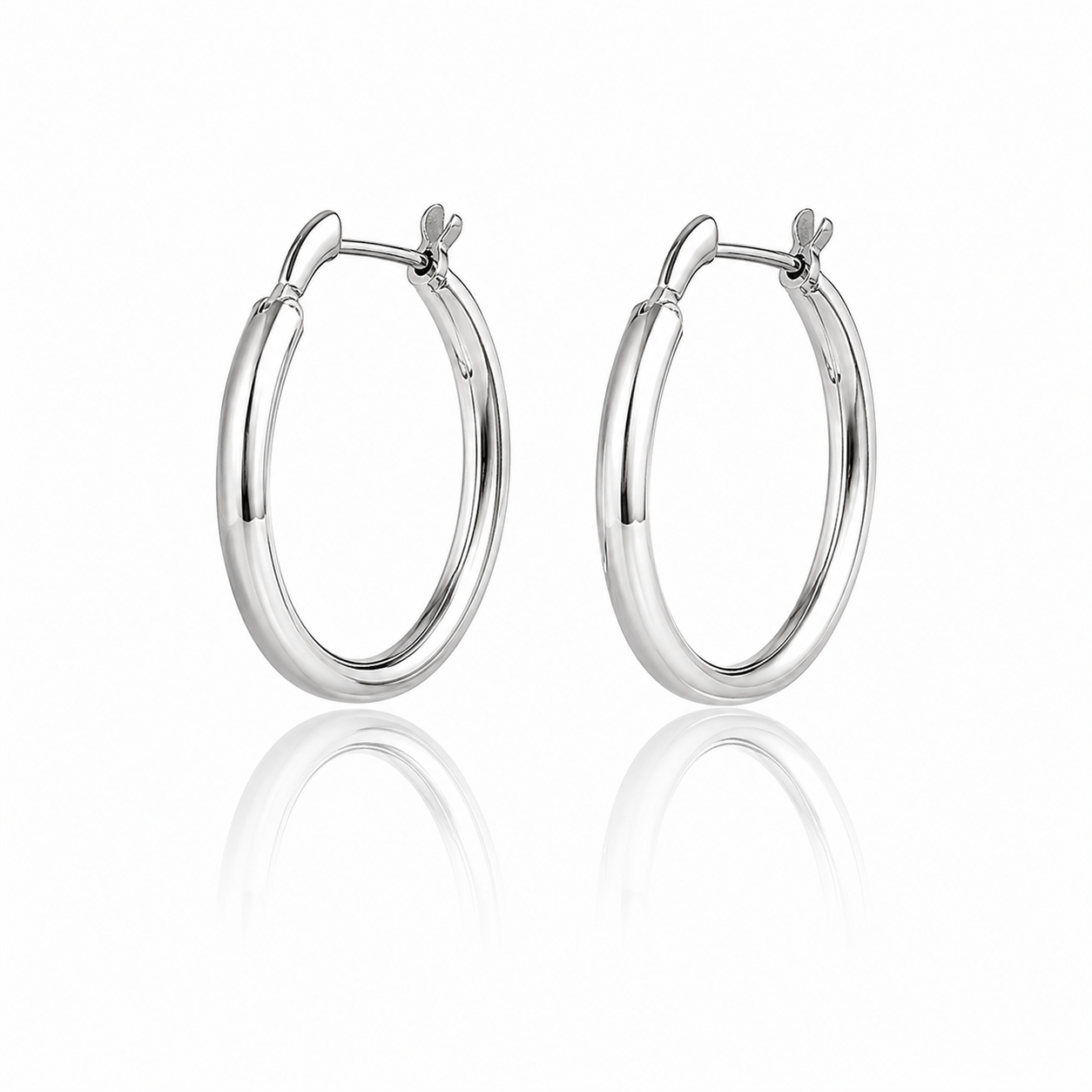9ct White Gold Hoop Earrings