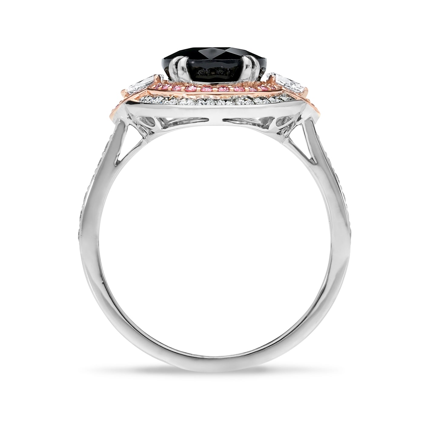 18ct White and Rose Gold Sapphire, 'Pink Caviar' Argyle Diamond and White Diamond Ring