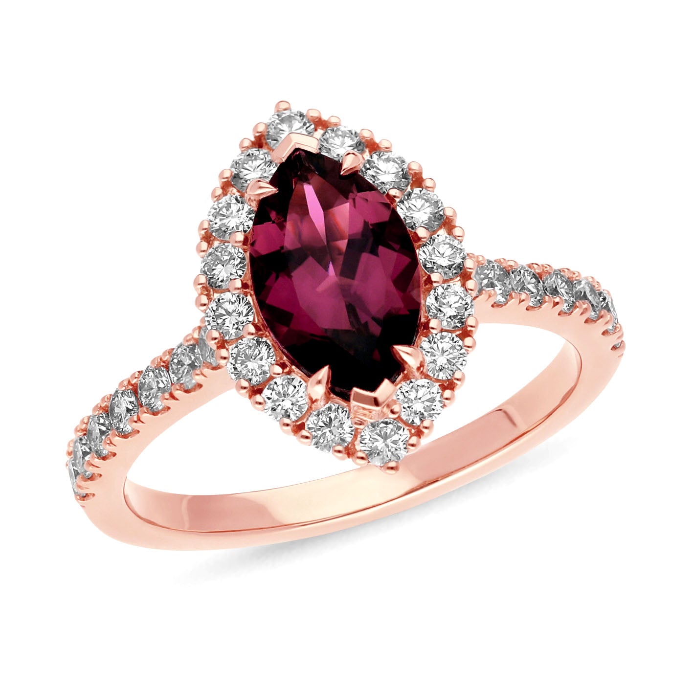18ct Rose Gold Pink Tourmaline & Diamond Ring, 1.33ct centre
