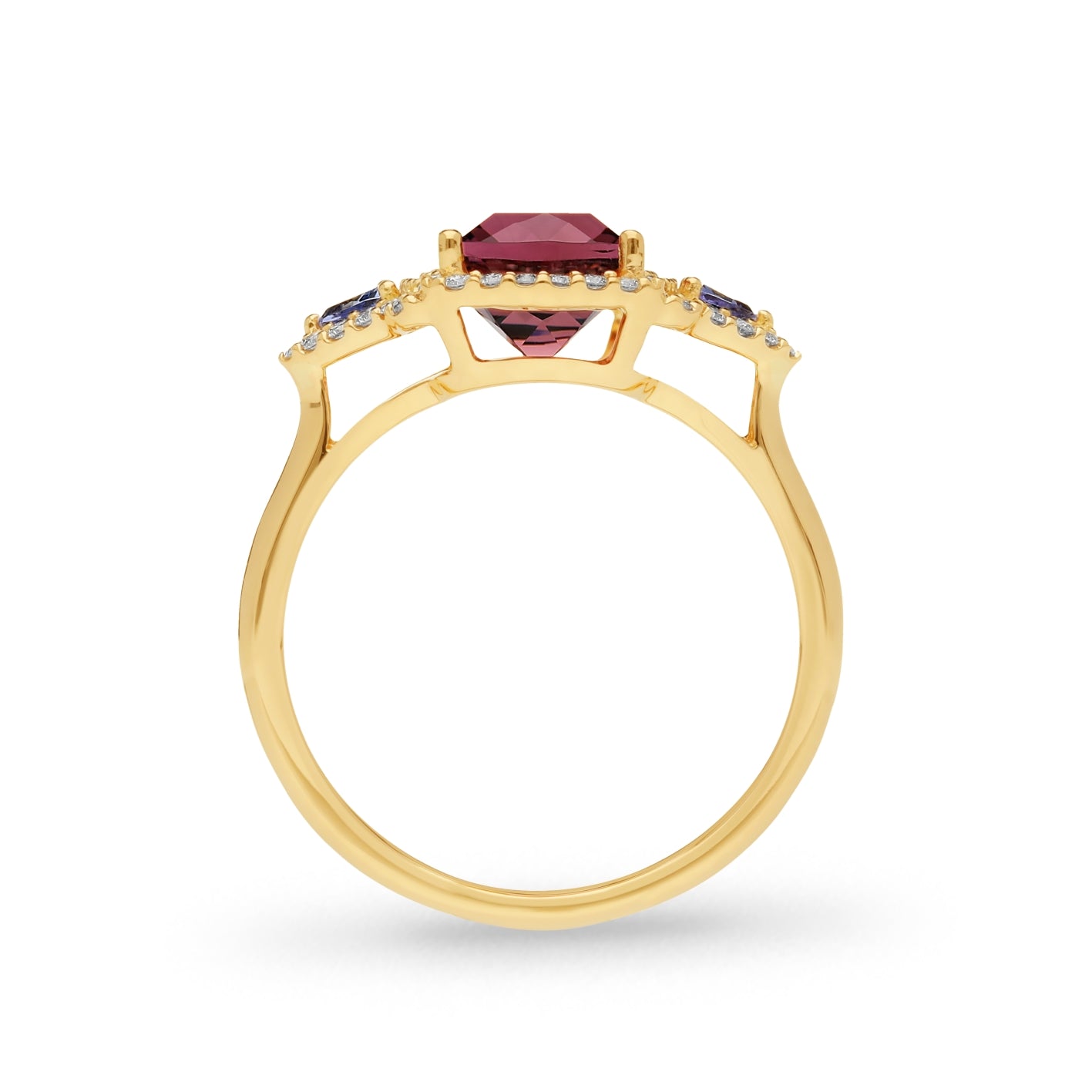 18ct Yellow Gold Pink Tourmaline & Tanzanite Ring